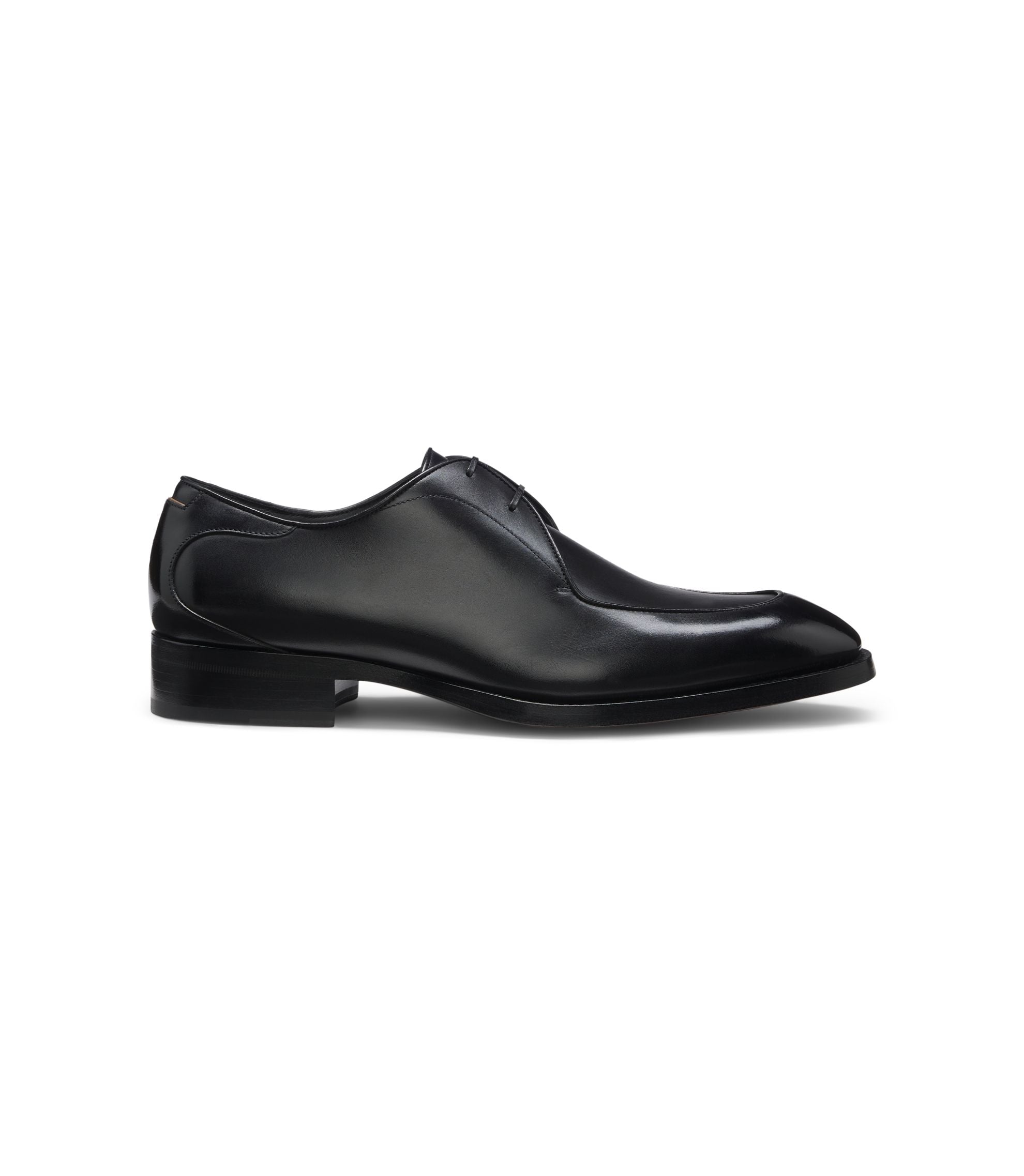 Boss Brushed Leather Derby Shoes With Apron Toe Black Black