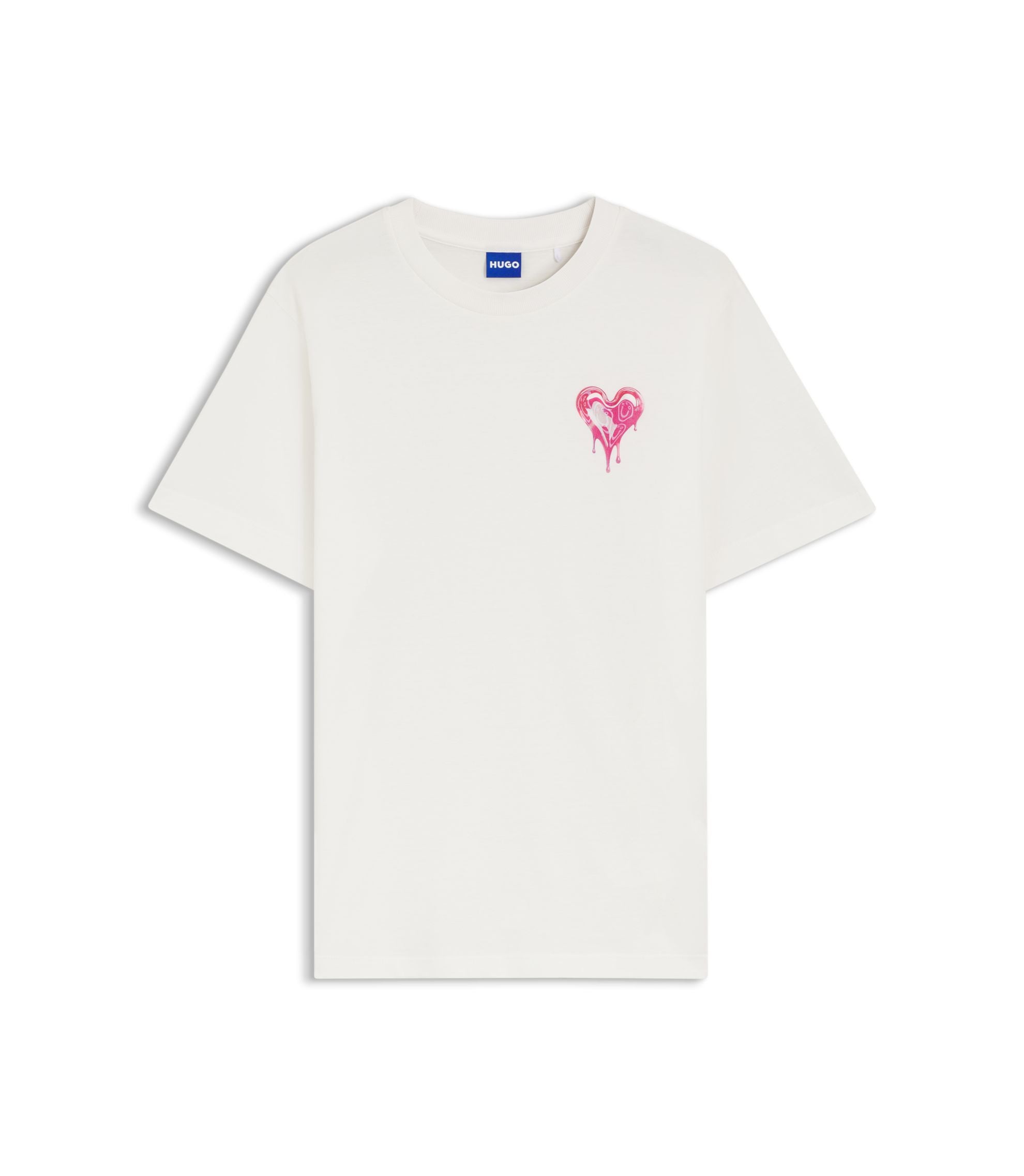 Hugo Heart Artwork T Shirt In Cotton Jersey White Women's