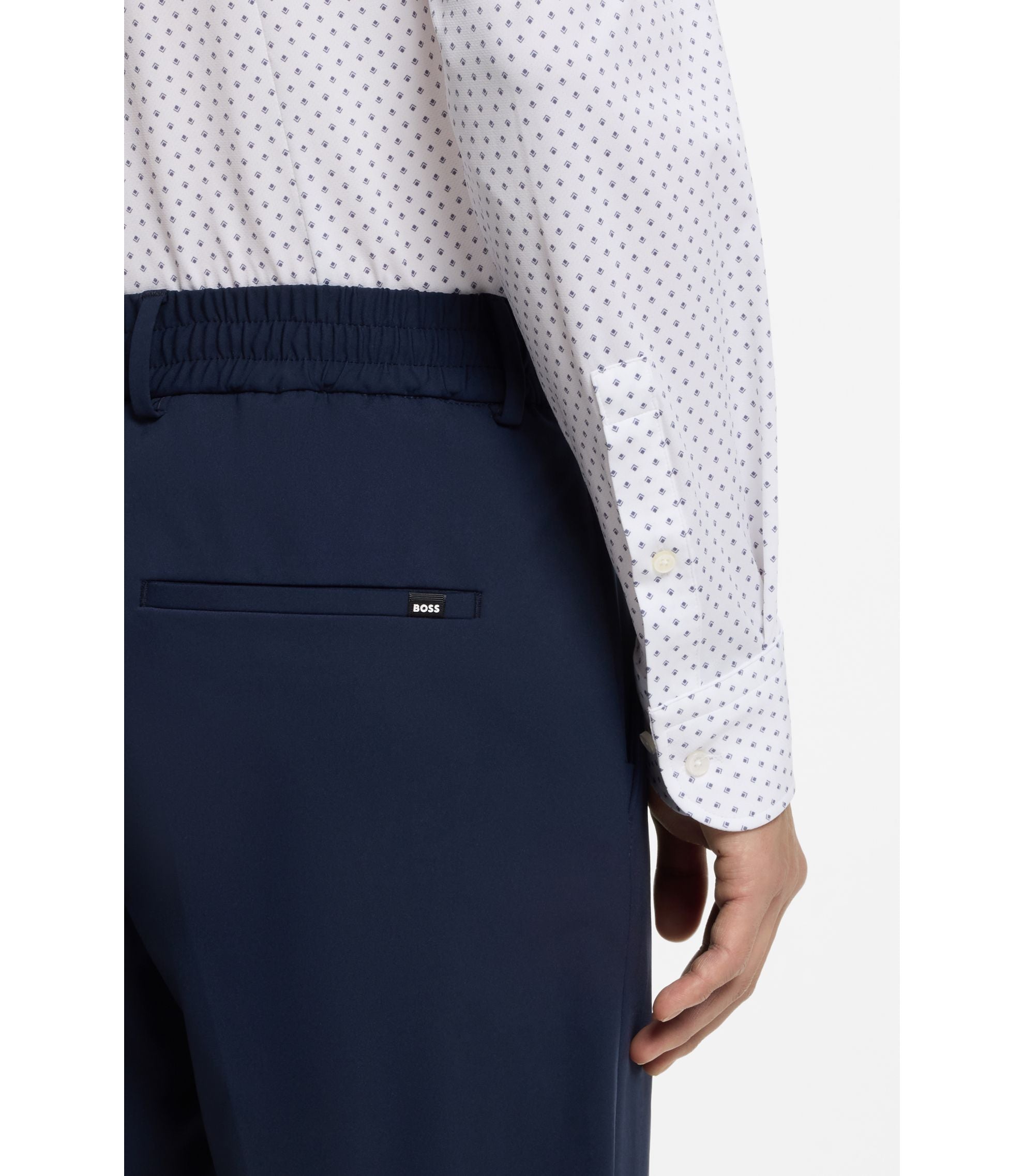 Boss Printed Slim Fit Shirt In Performance Stretch Jersey Light Blue