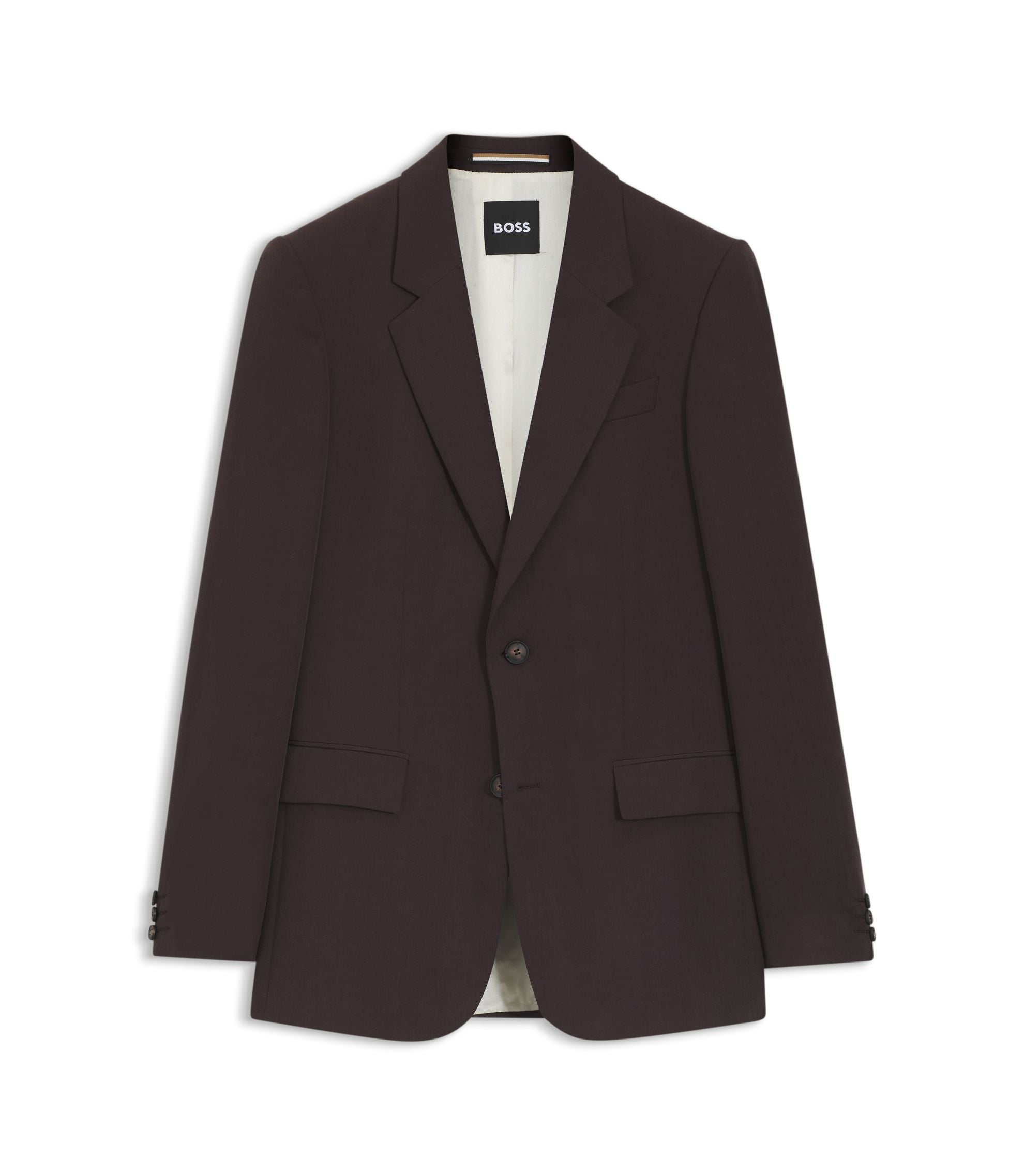 Boss Relaxed Fit Jacket In Twill Dark Brown
