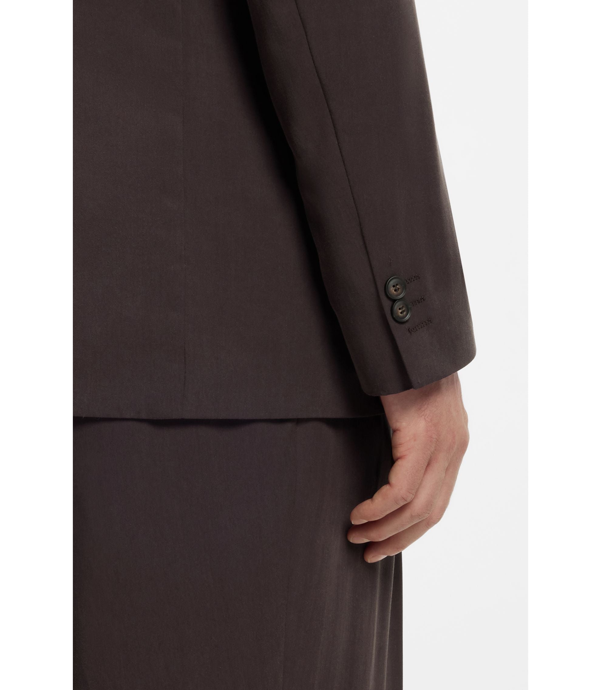 Boss Relaxed Fit Jacket In Twill Dark Brown