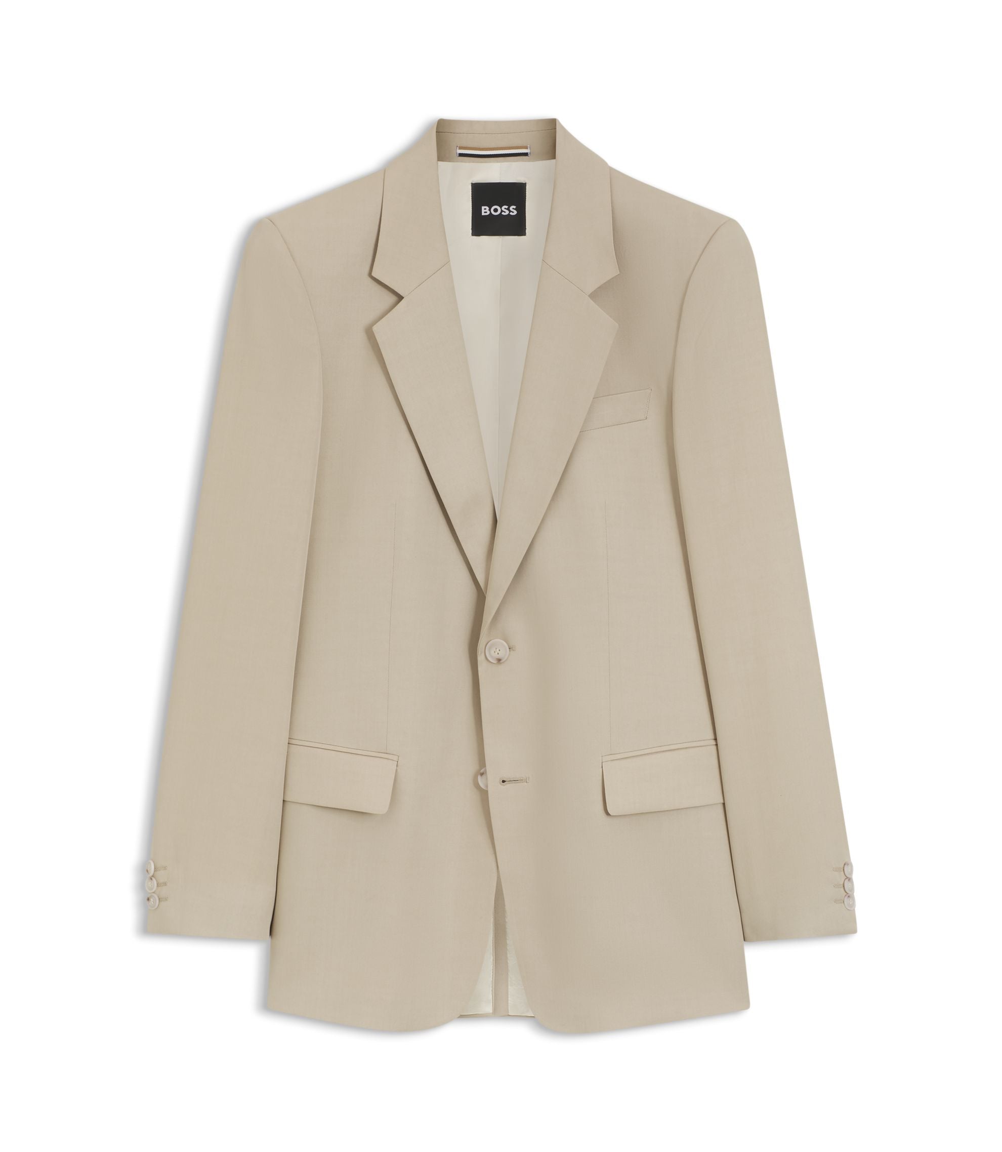 Boss Relaxed Fit Jacket In Twill Light Beige