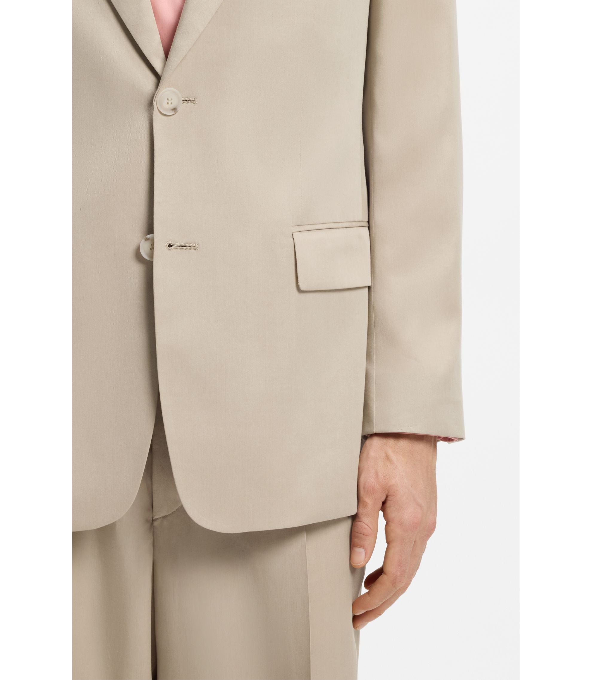 Boss Relaxed Fit Jacket In Twill Light Beige