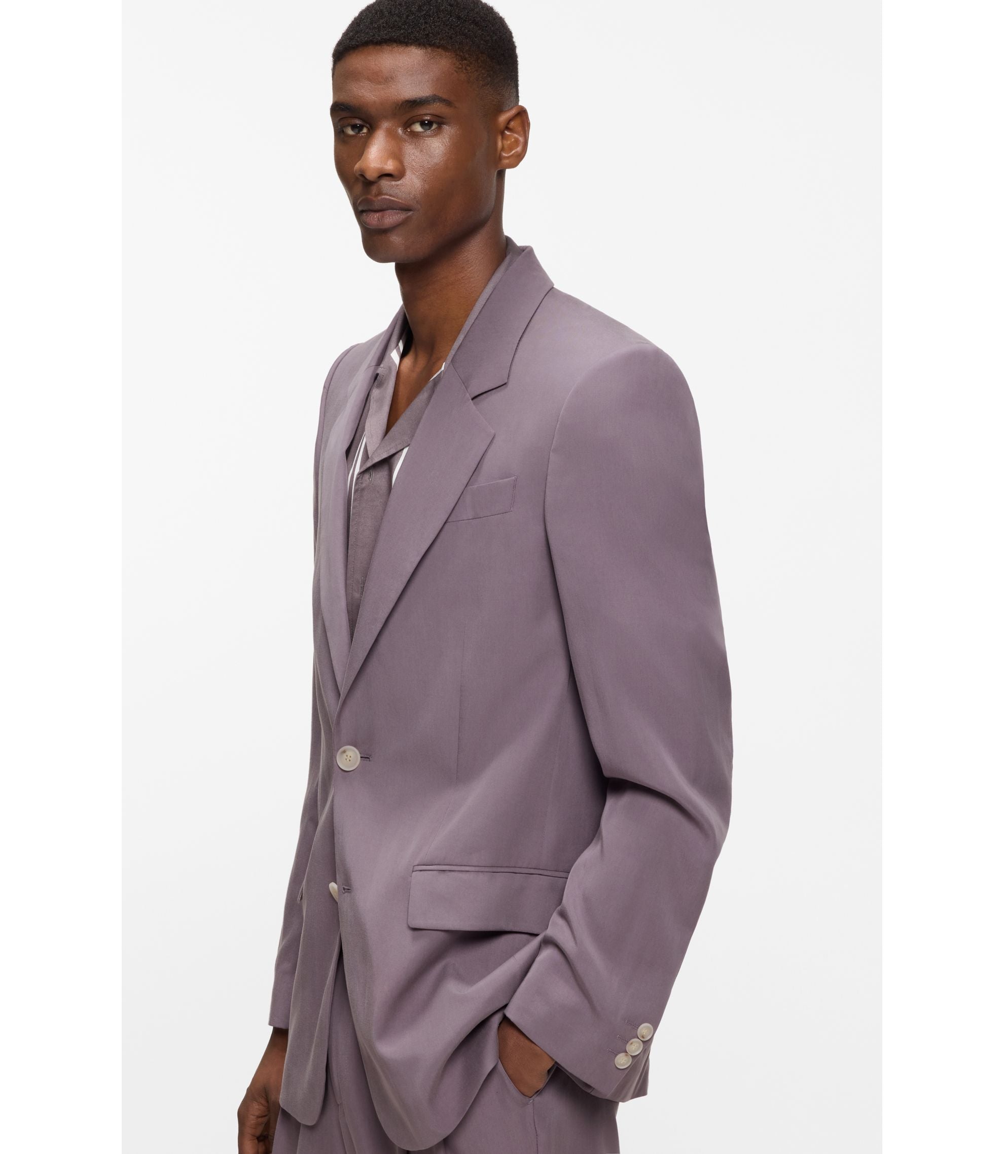 Boss Relaxed Fit Jacket In Twill Purple