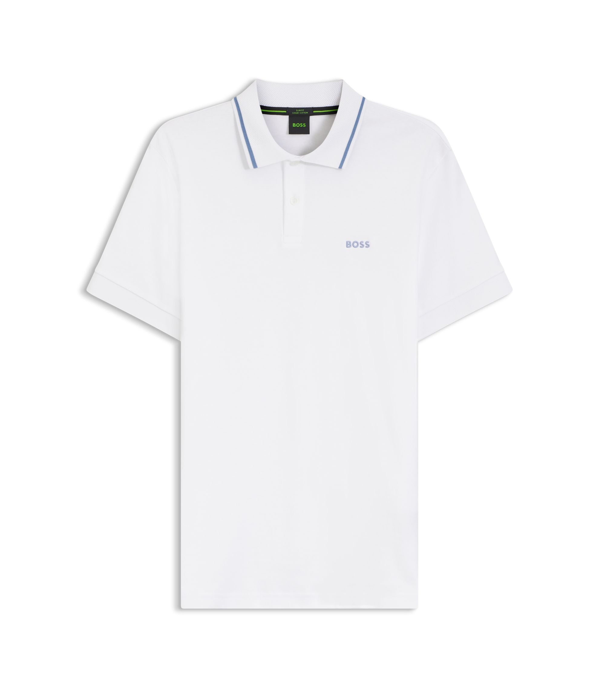 Boss Paddy Slim Fit Polo Shirt In Interlock Cotton White