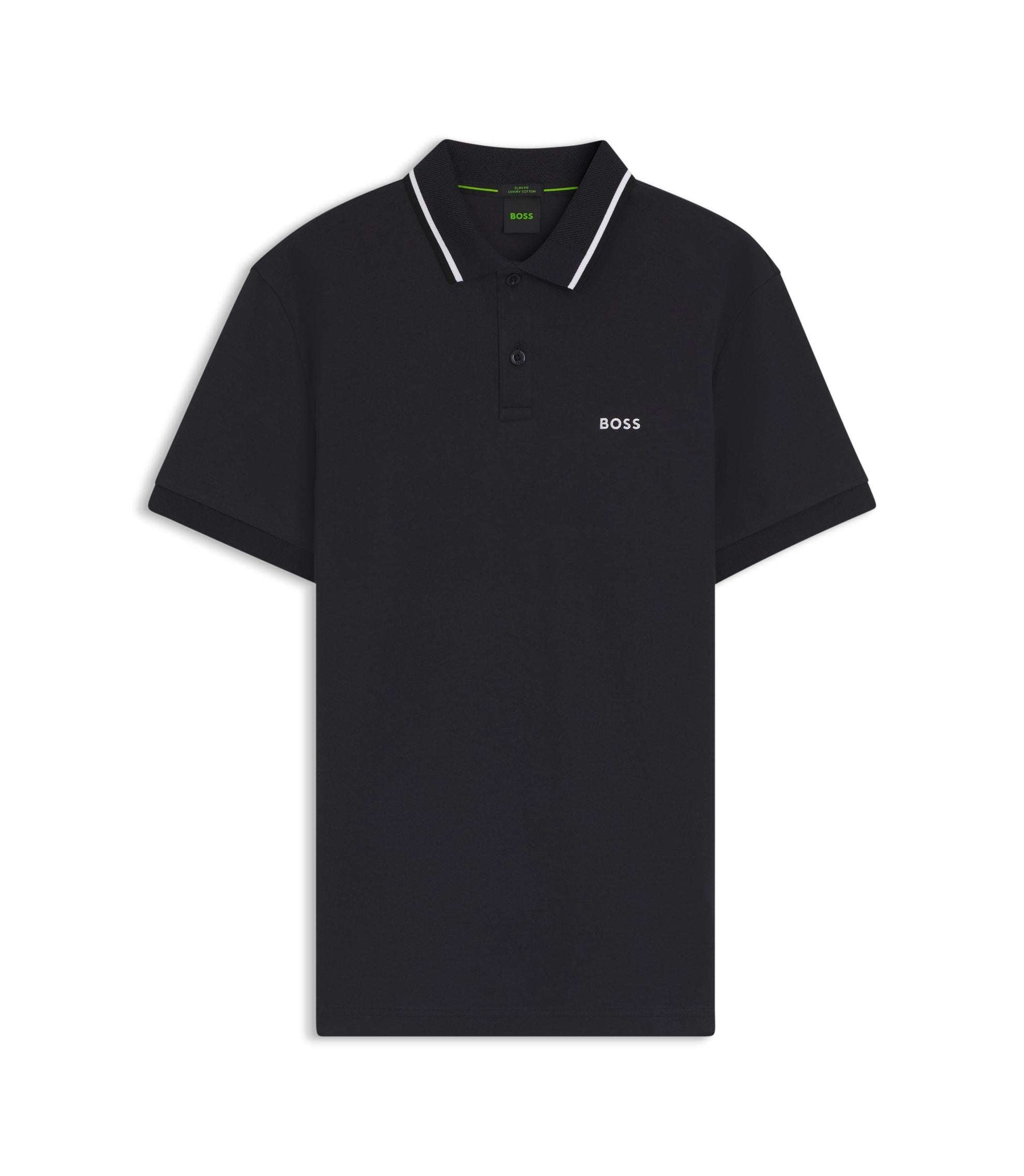 Boss Paddy Slim Fit Polo Shirt In Interlock Cotton Dark Blue