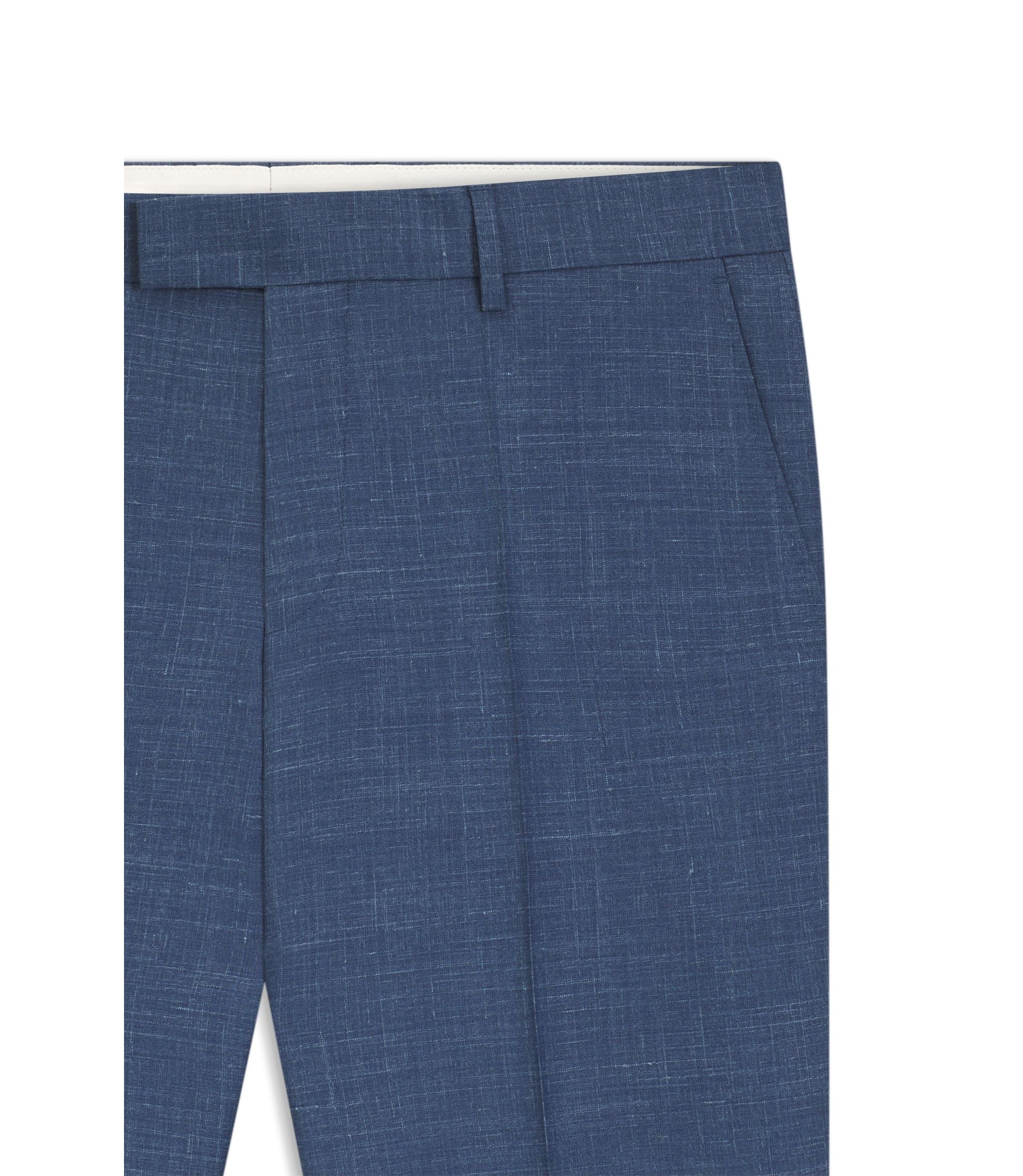 Boss Slim Fit Trousers In Virgin Wool Silk And Linen Light Blue