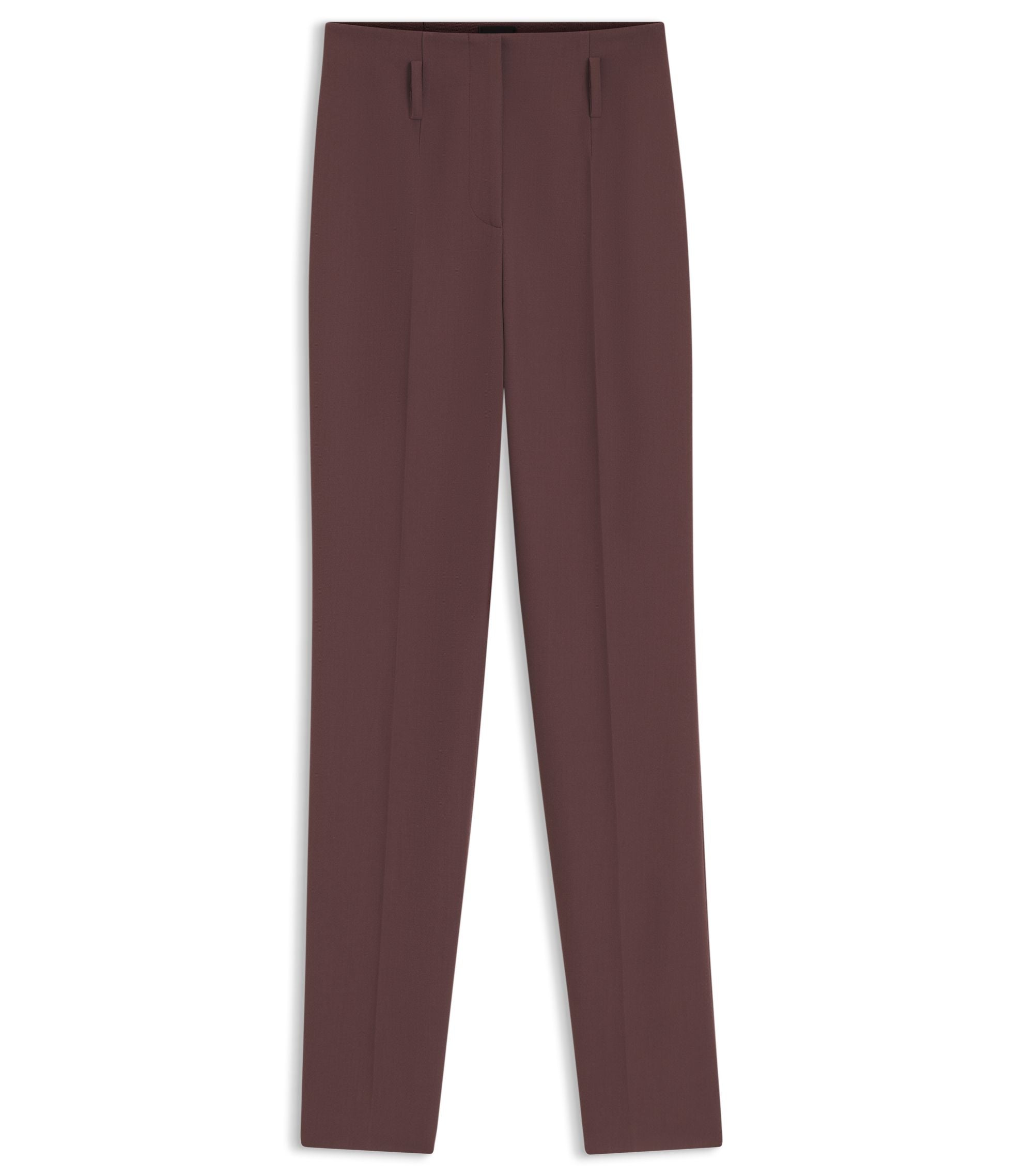 Boss Tailored Virgin Wool Blend Trousers Dark Brown Women's