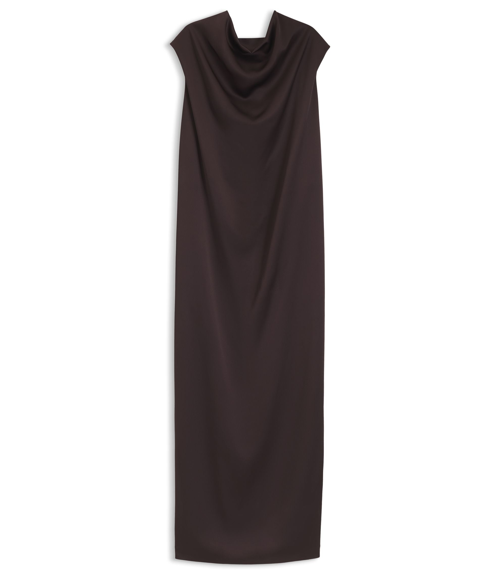 Boss Maxi Dress In High Shine Sable Dark Brown Women's
