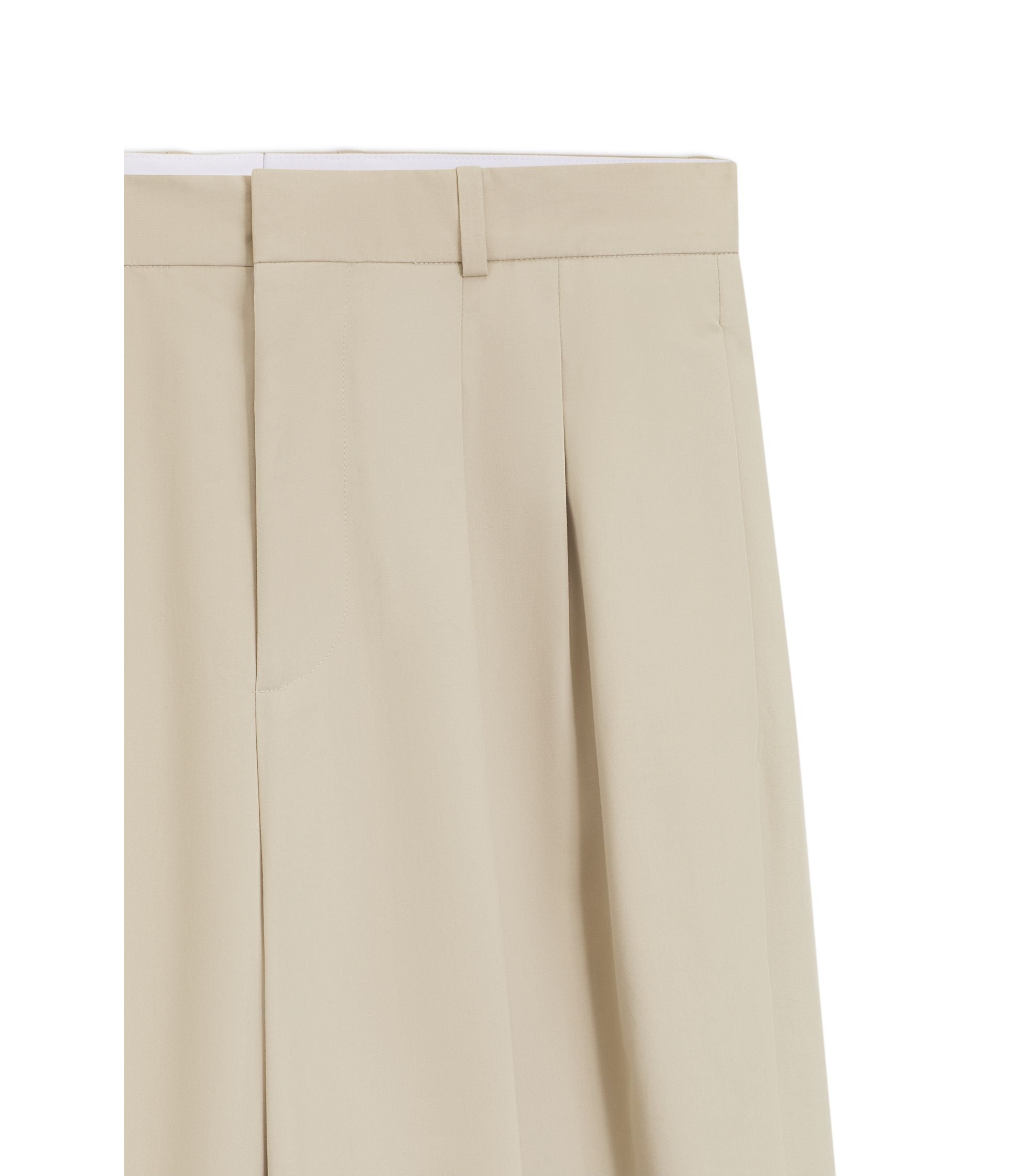 Boss Wide Leg Trousers In Cotton With Stretch Light Beige Women's