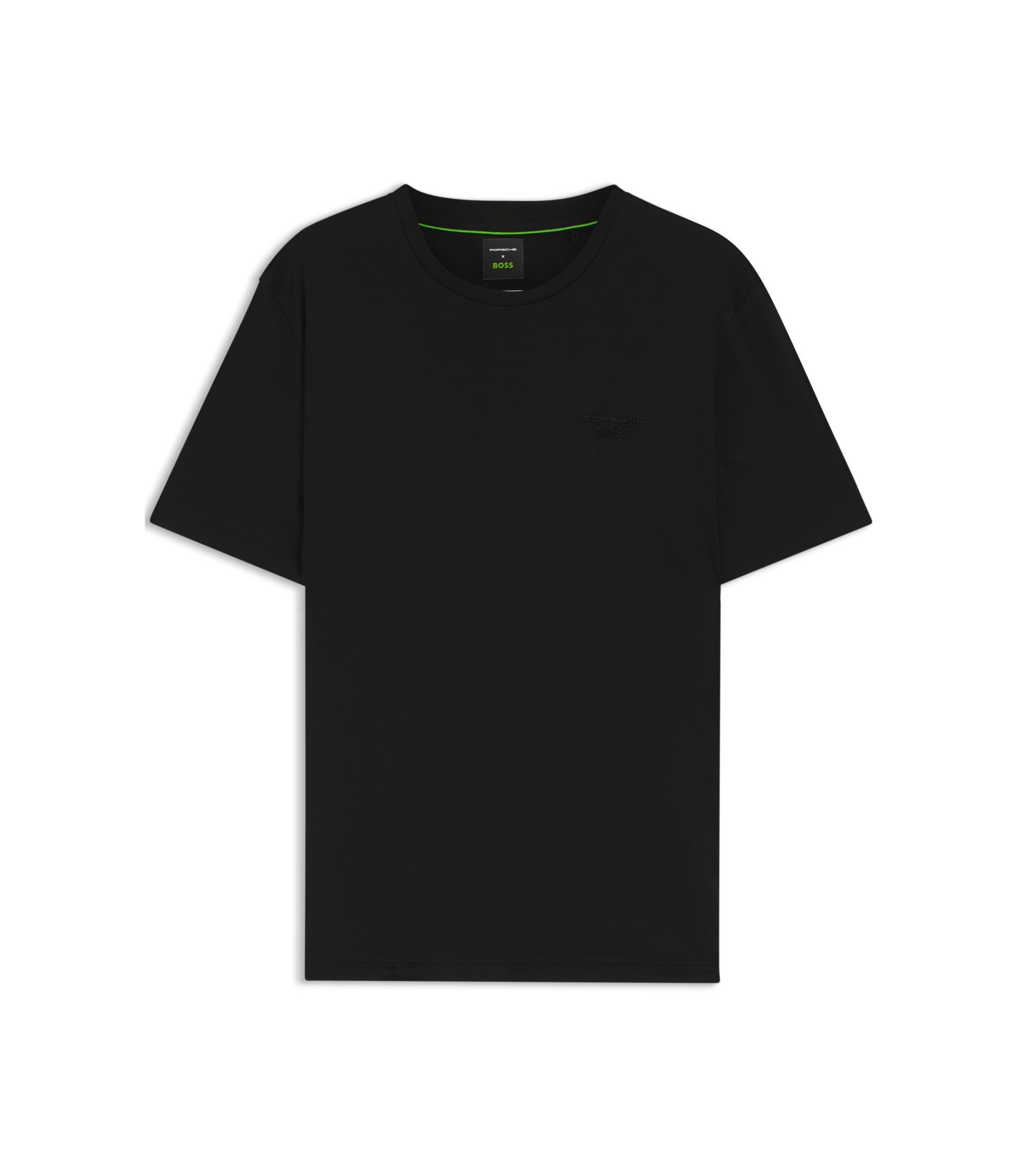 Boss Porsche X Boss Mercerized Cotton T Shirt With Reflective Branding Black