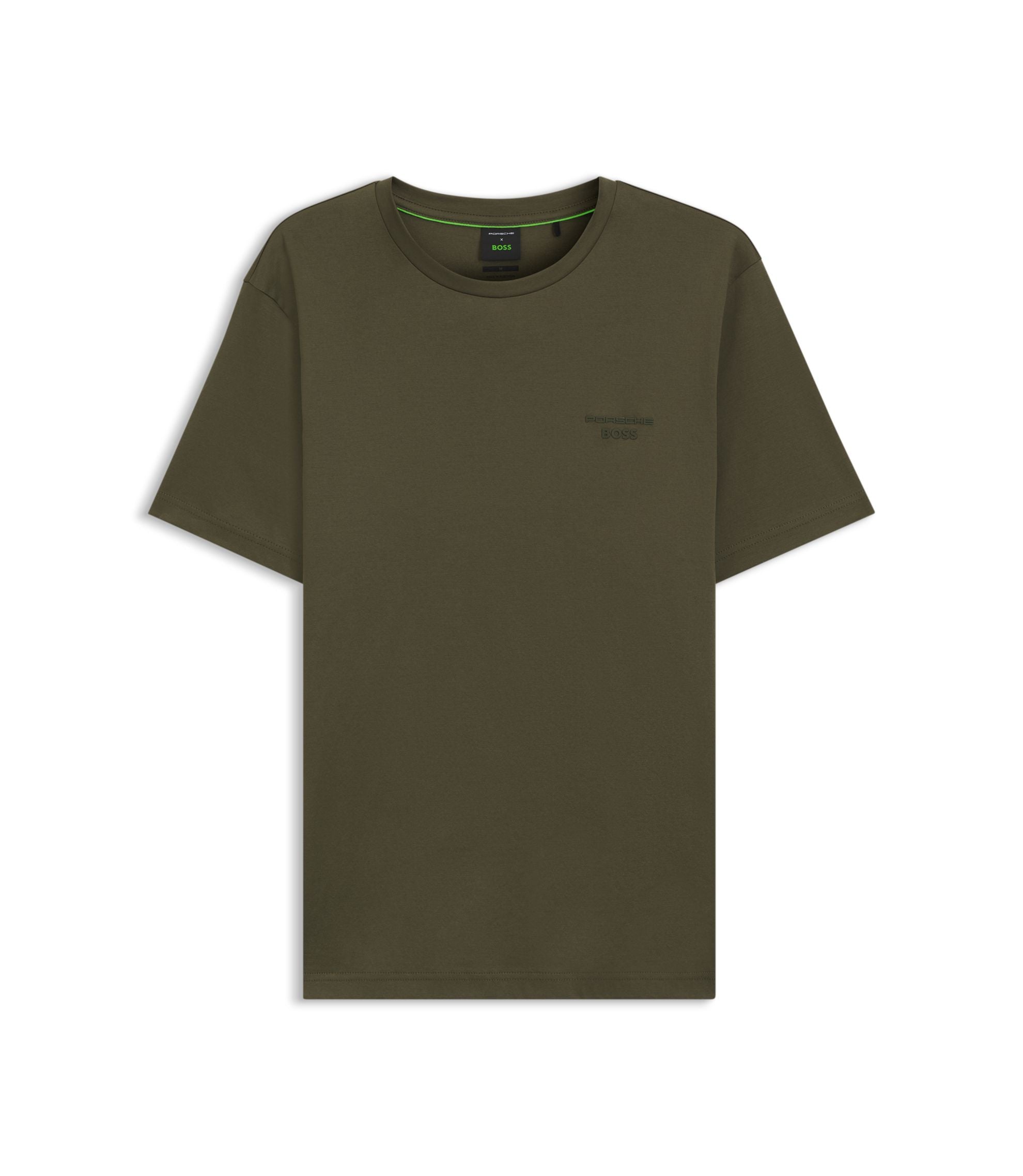 Boss Porsche X Boss Mercerized Cotton T Shirt With Reflective Branding Light Green