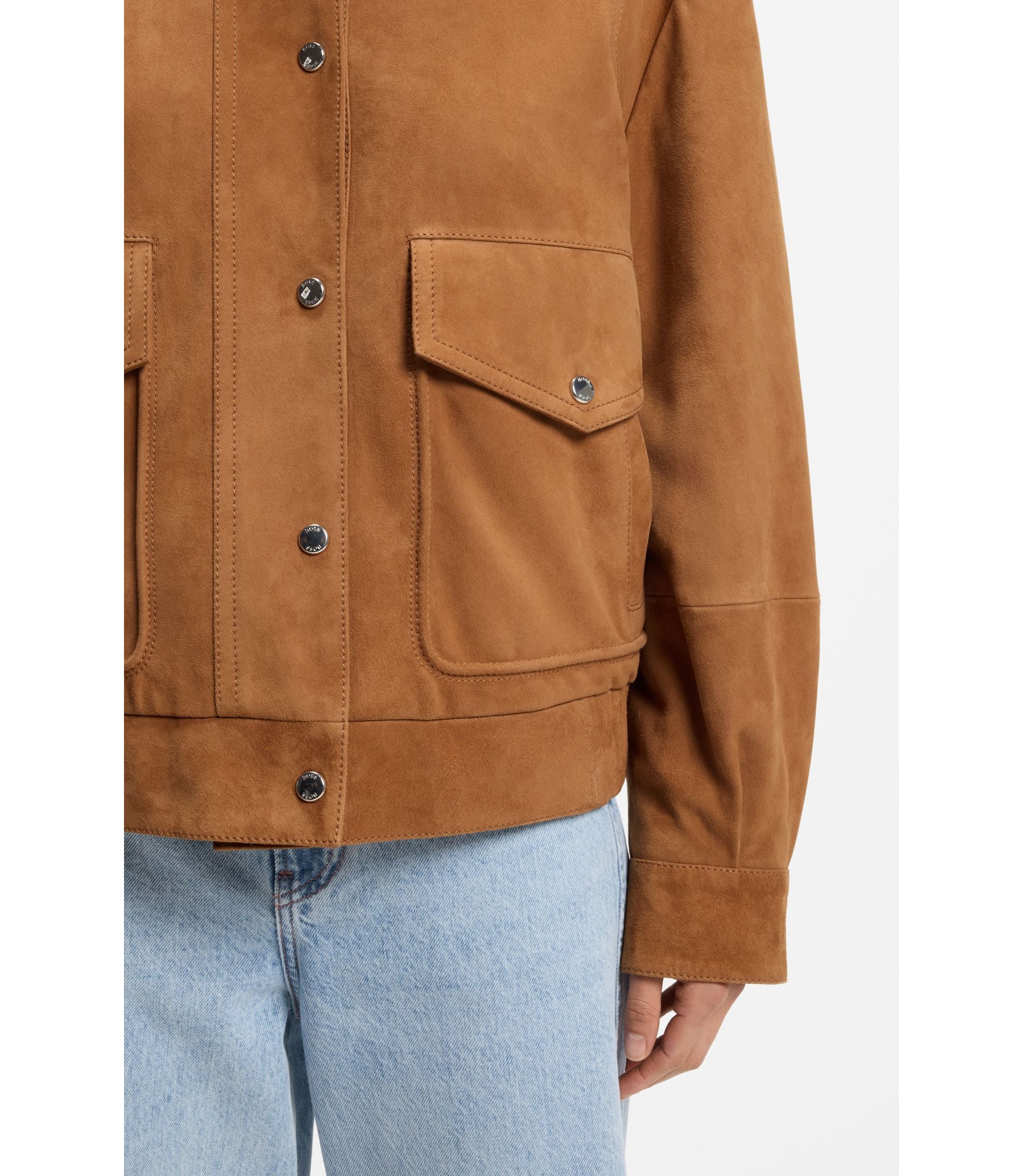 Boss Suede Jacket With Bomber Styling Brown Women's