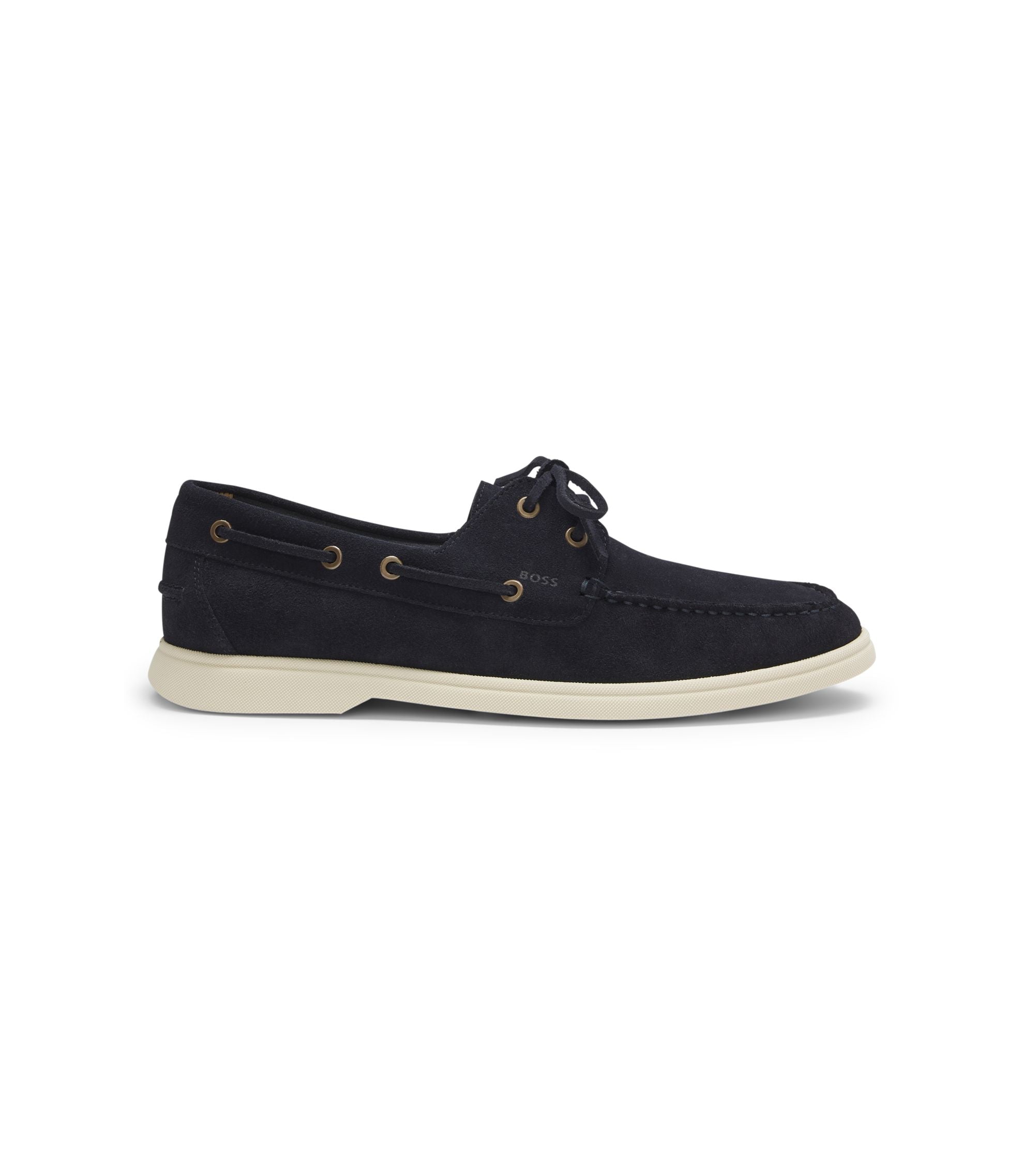 Boss Lace Detail Boat Shoes In Suede Dark Blue Dark Blue
