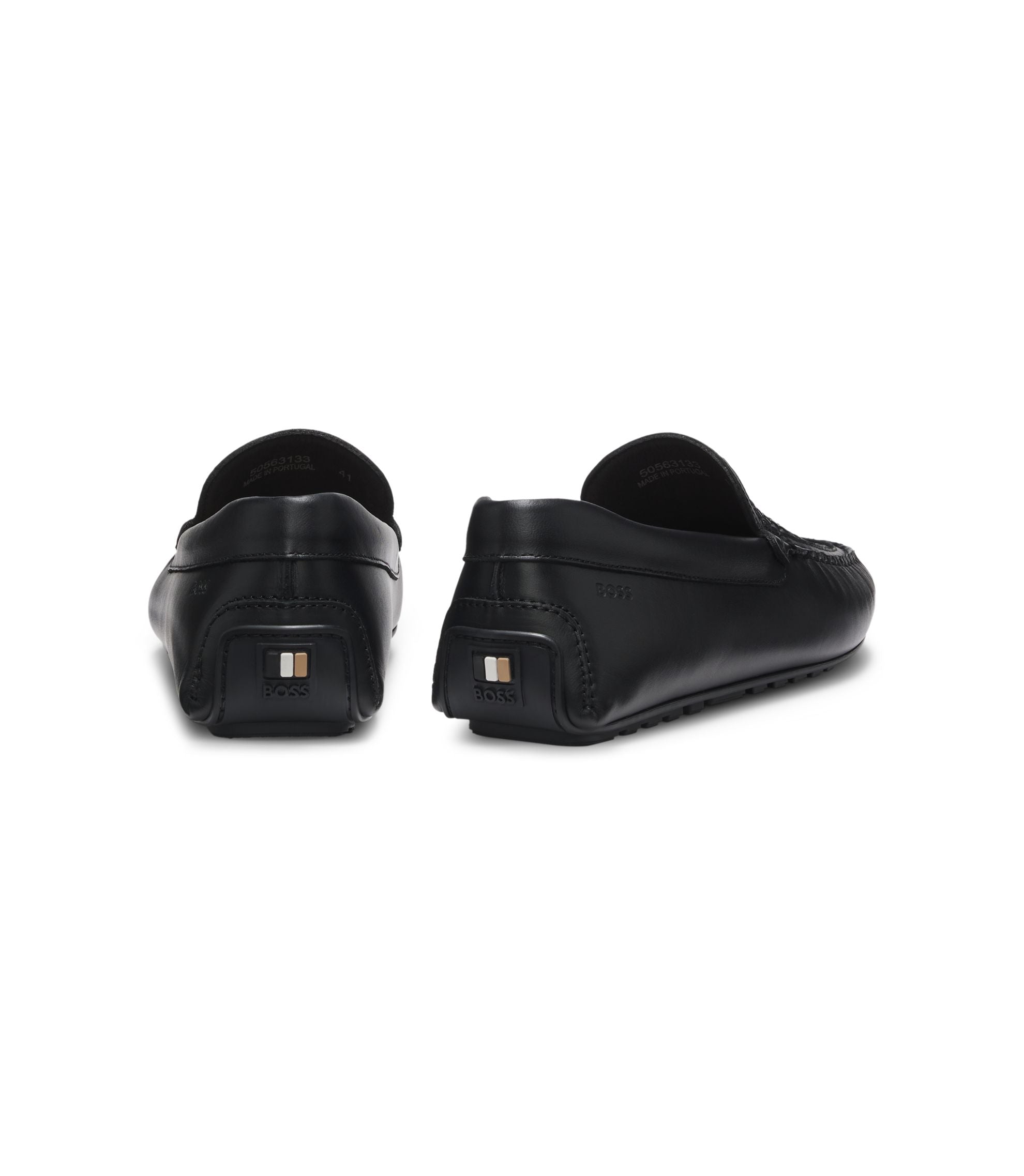 Boss Leather Moccasins With Woven Vamp Black Black