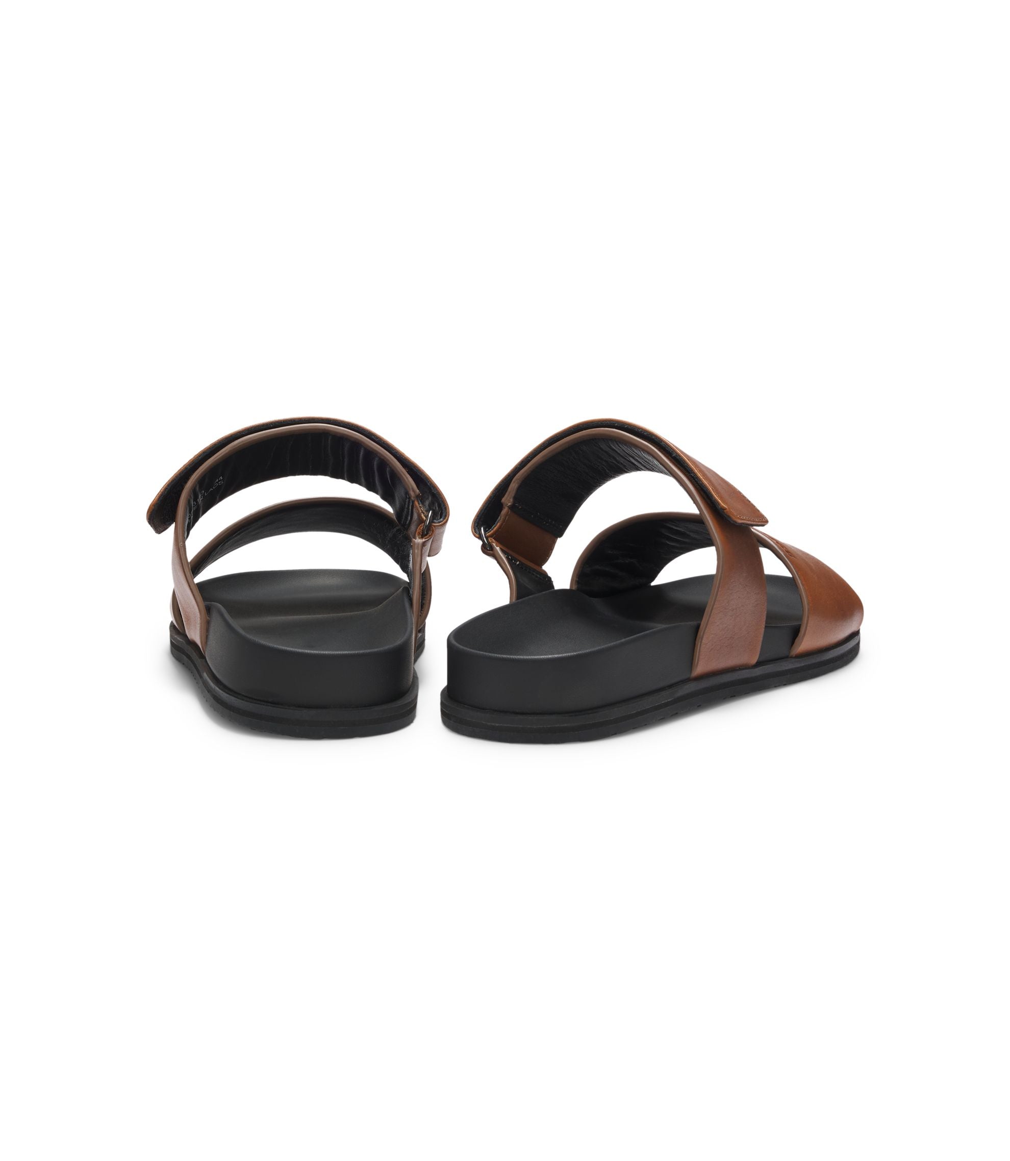 Boss Leather Slides With Riptape Strap Dark Brown Dark Brown