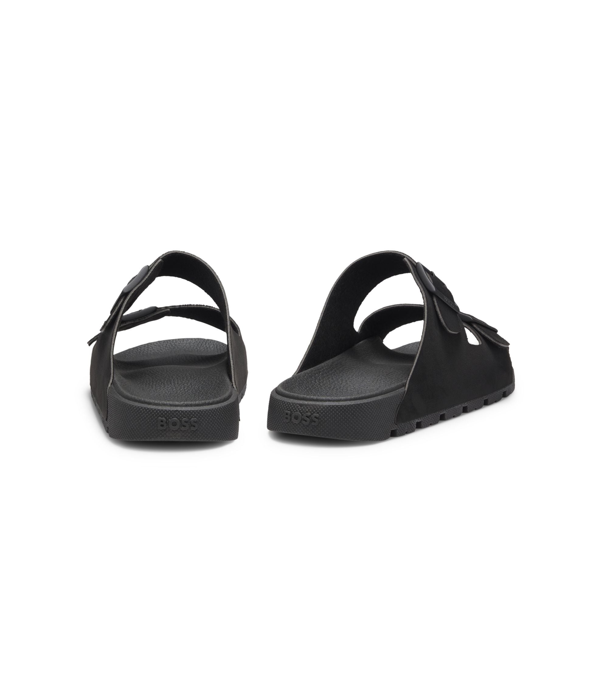 Boss Two Strap Slides With Branded Buckles Black Black