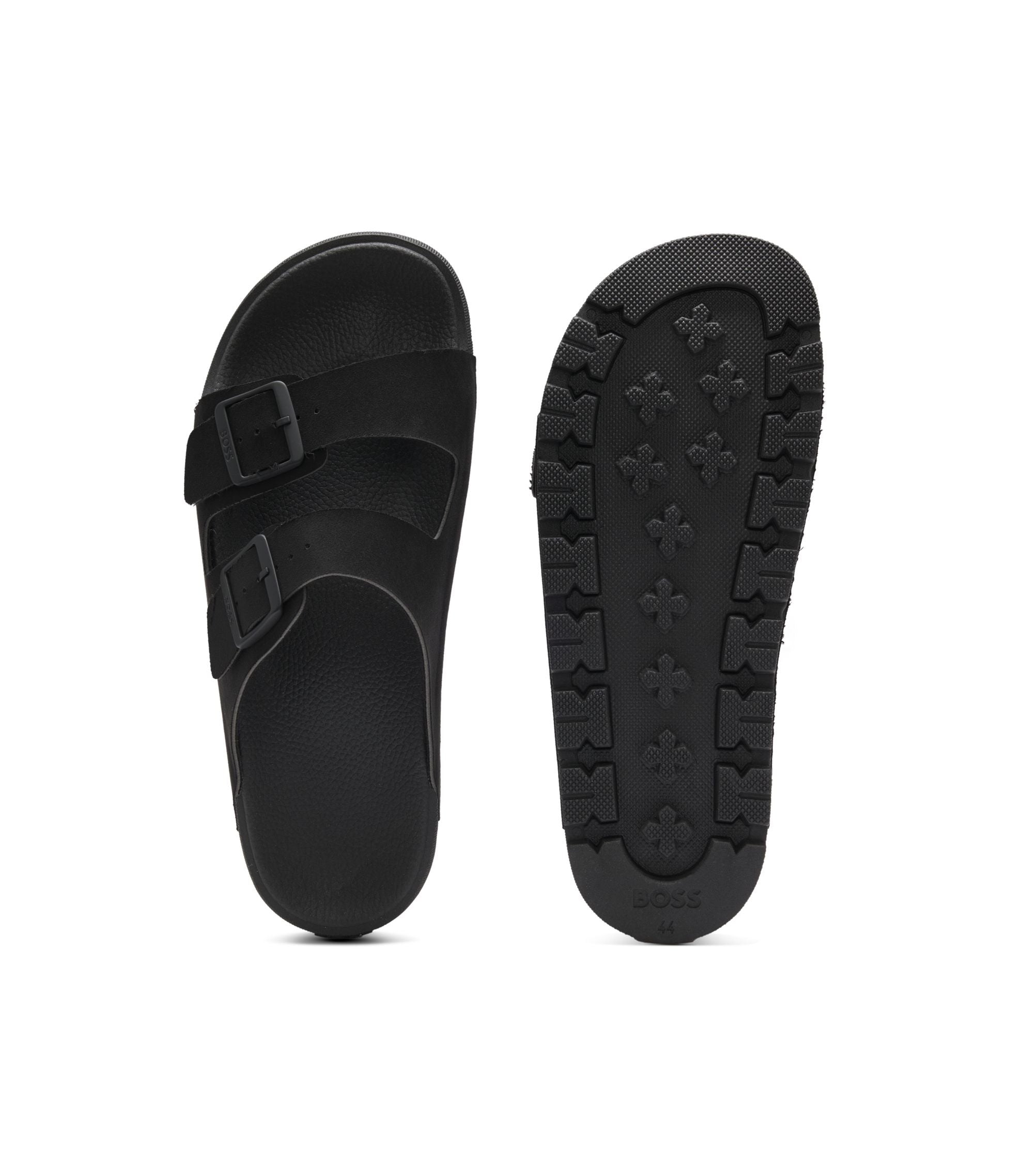 Boss Two Strap Slides With Branded Buckles Black Black