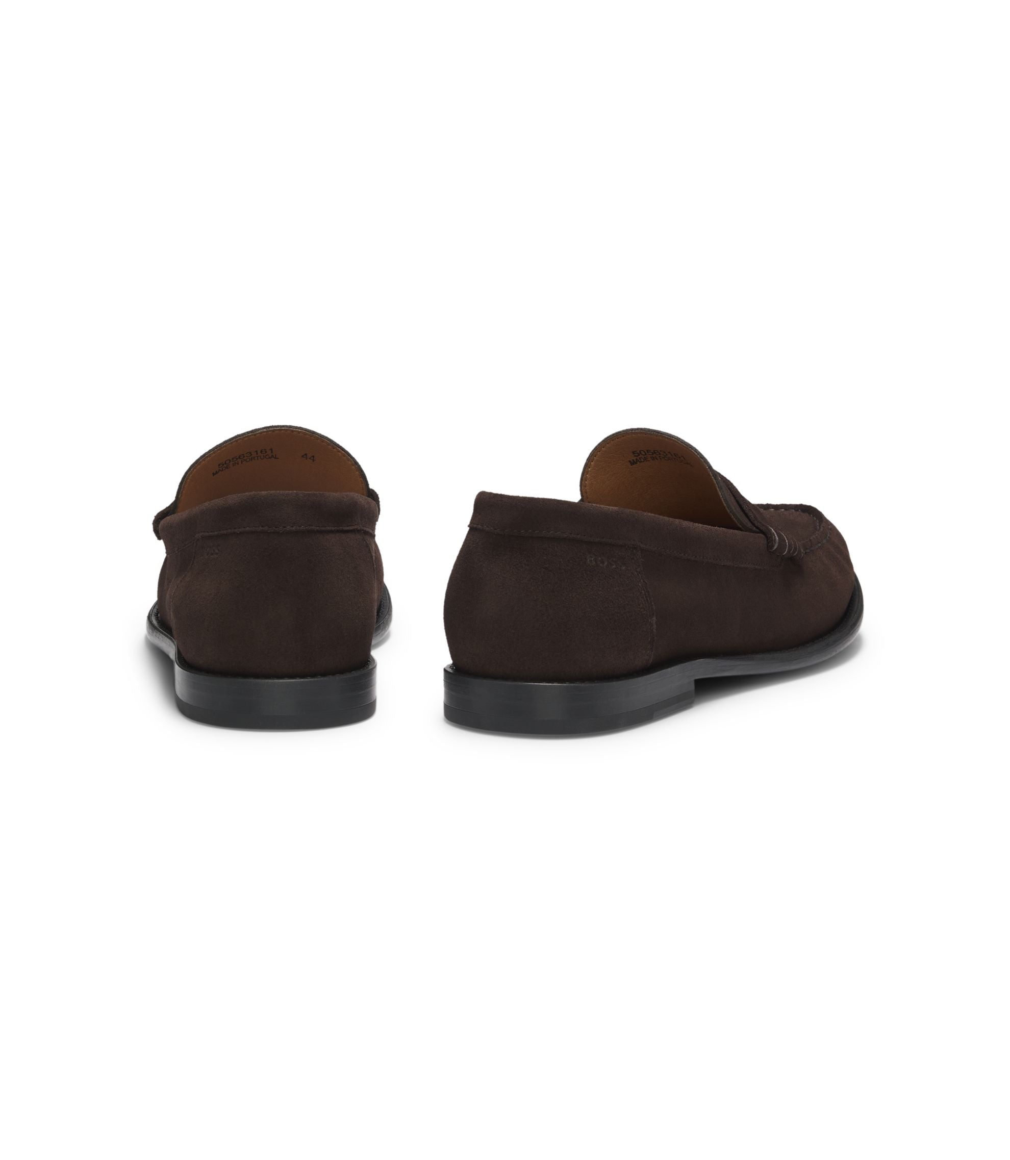Boss Penny Trim Moccasins In Suede Dark Brown Dark Brown
