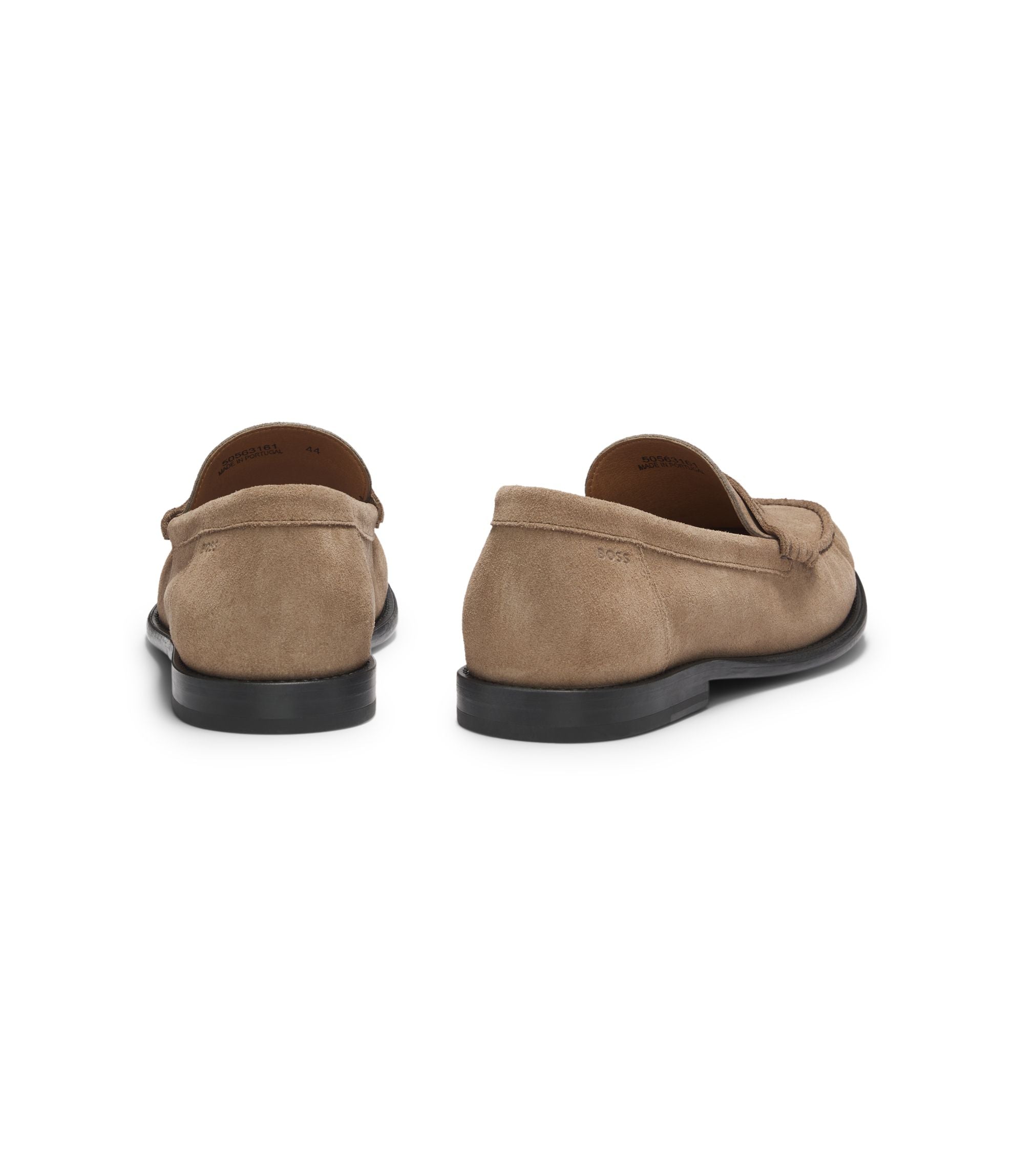 Boss Penny Trim Moccasins In Suede Beige Beige