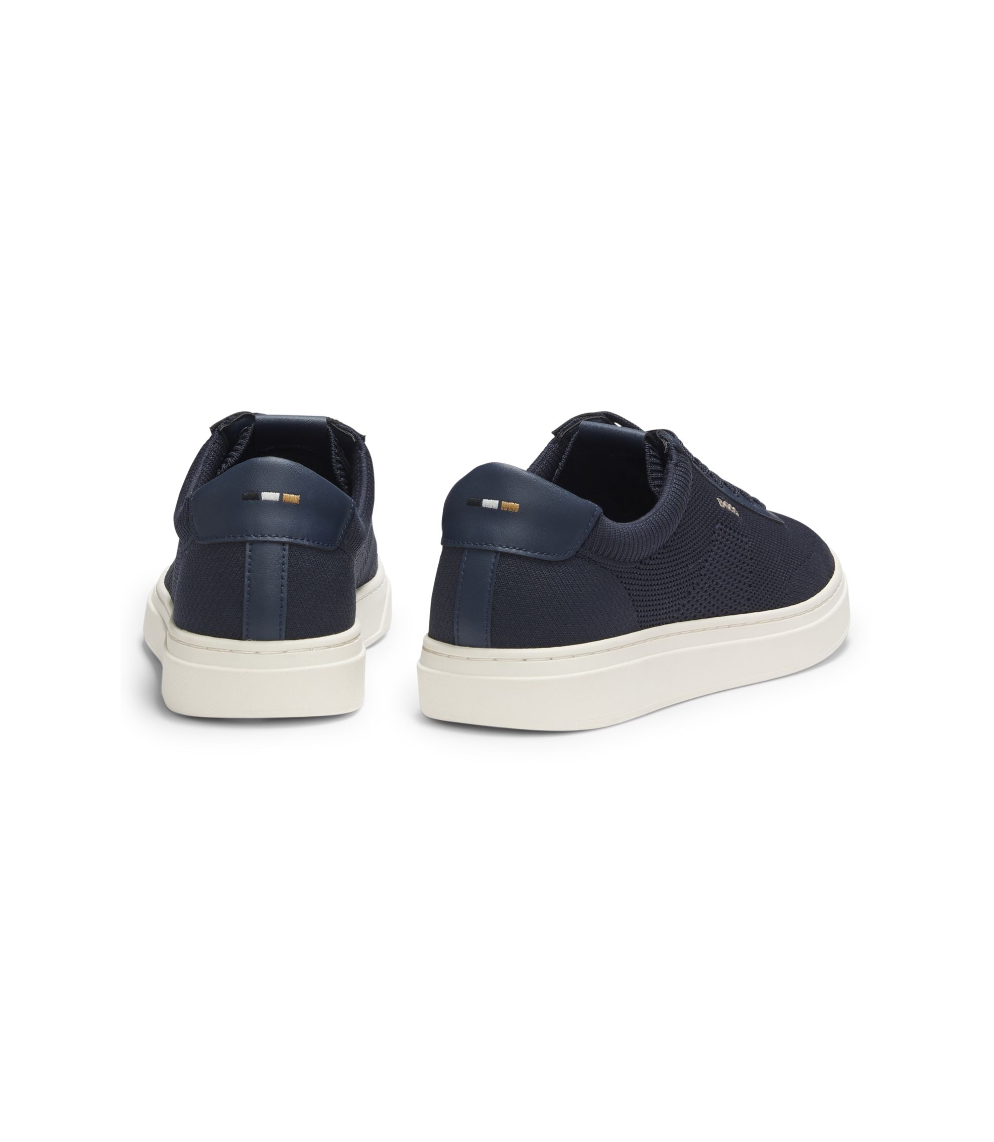 Boss Lace Up Trainers With Knitted Uppers And Leather Trims Dark Blue Dark Blue