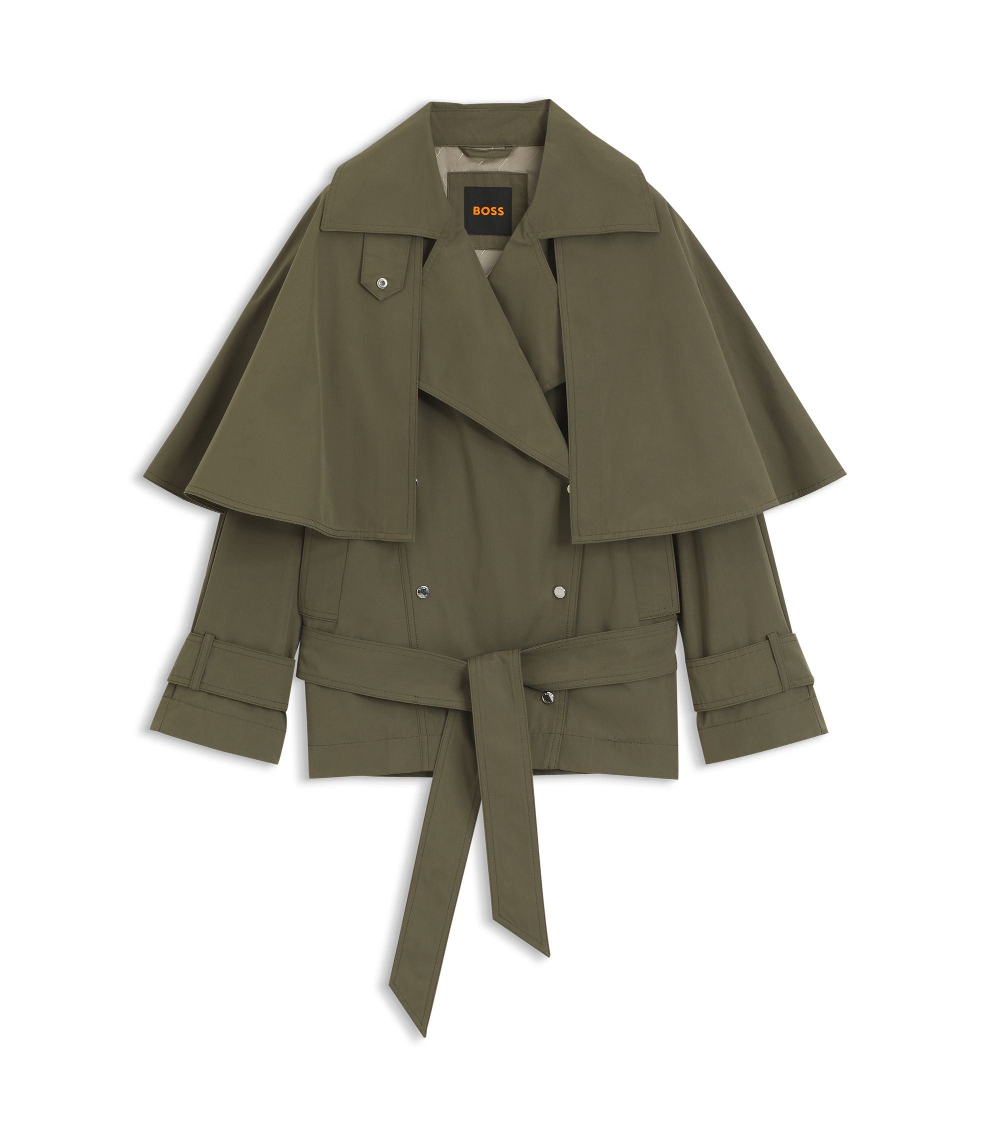 Boss Water Repellent Trench Coat With Belt Light Green Women's