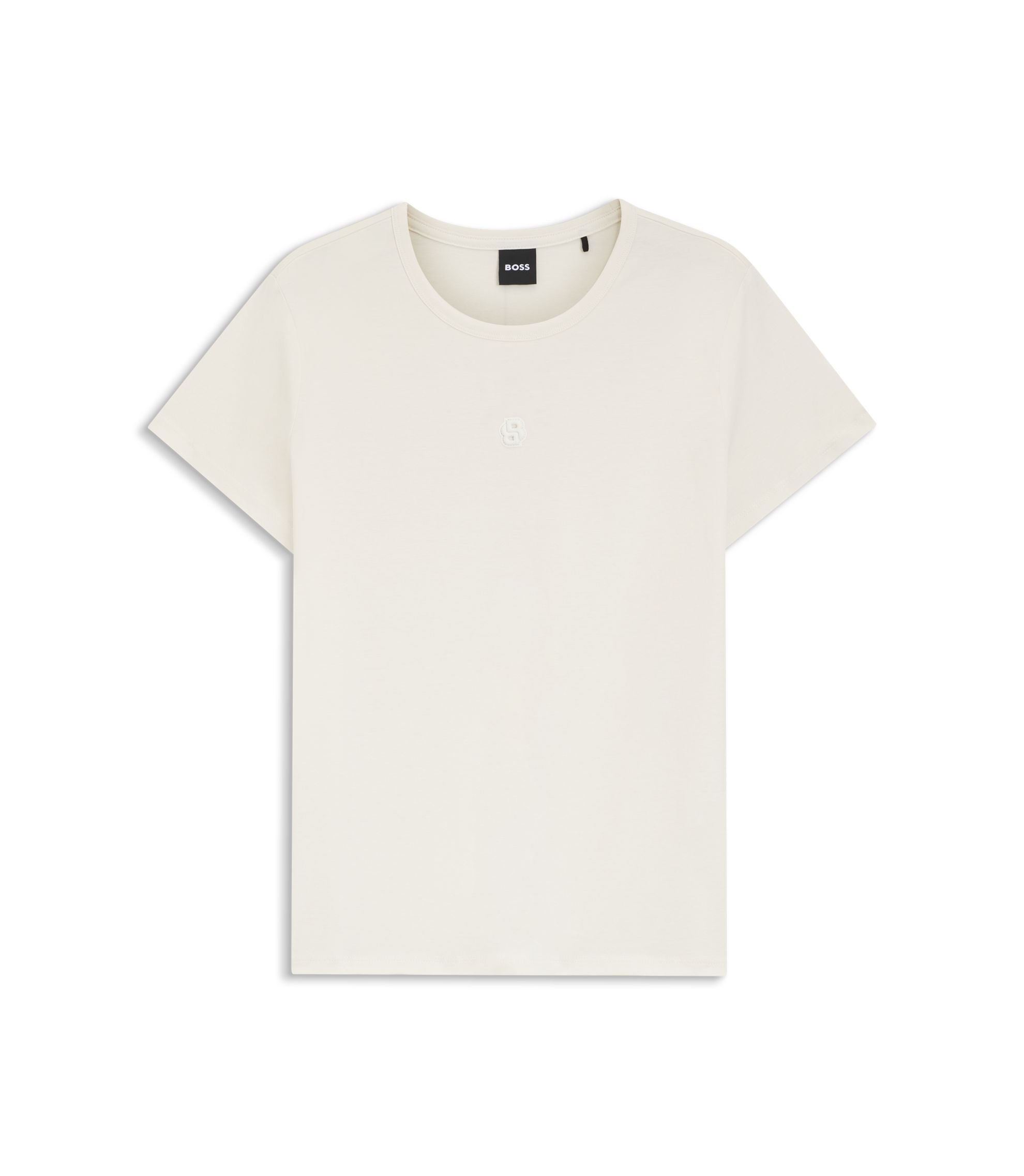 Boss Mercerised Cotton T Shirt In A Regular Fit White Women's