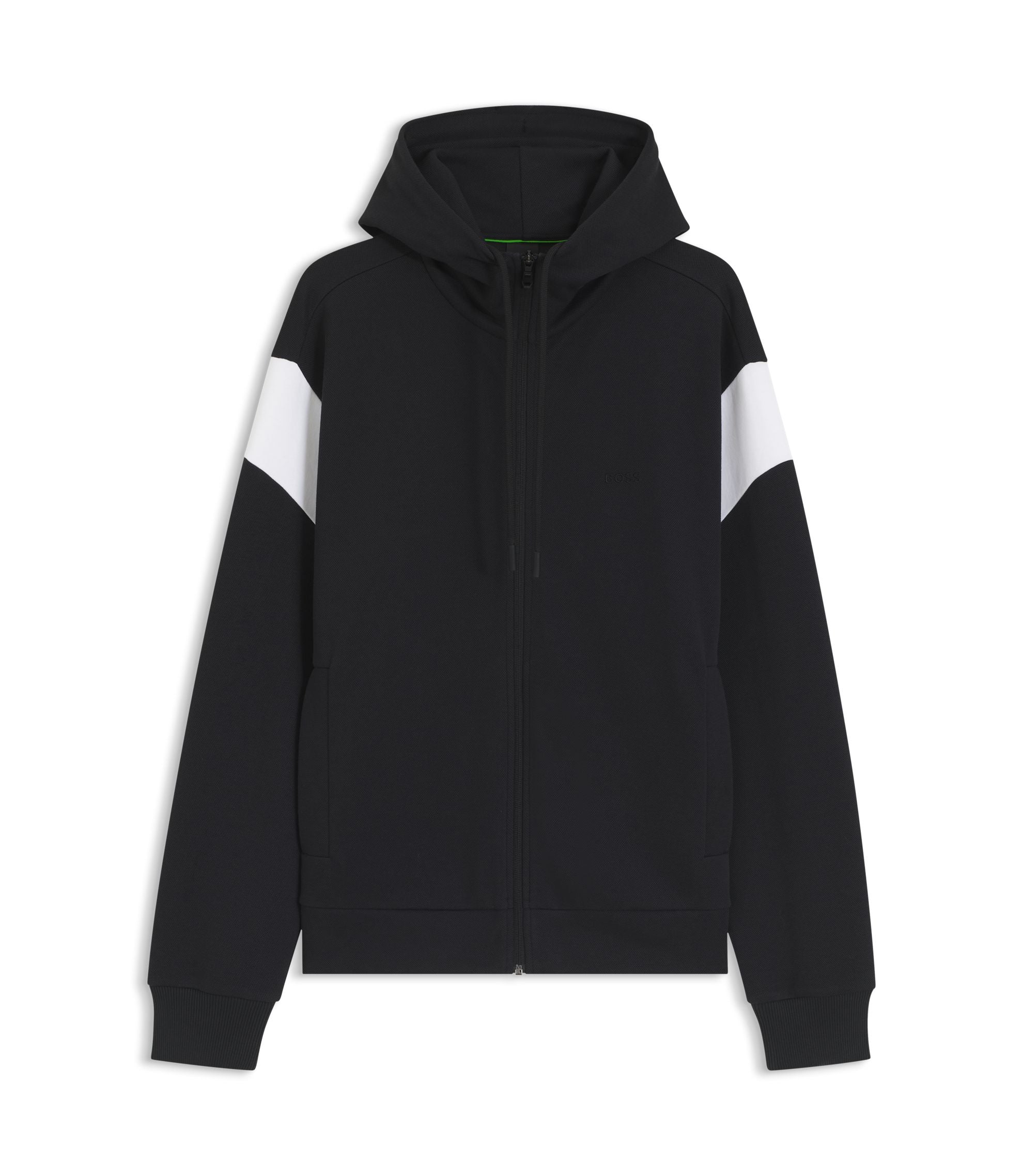 Boss Regular Fit Zip Up Sweatshirt In Spacer Pique Dark Blue