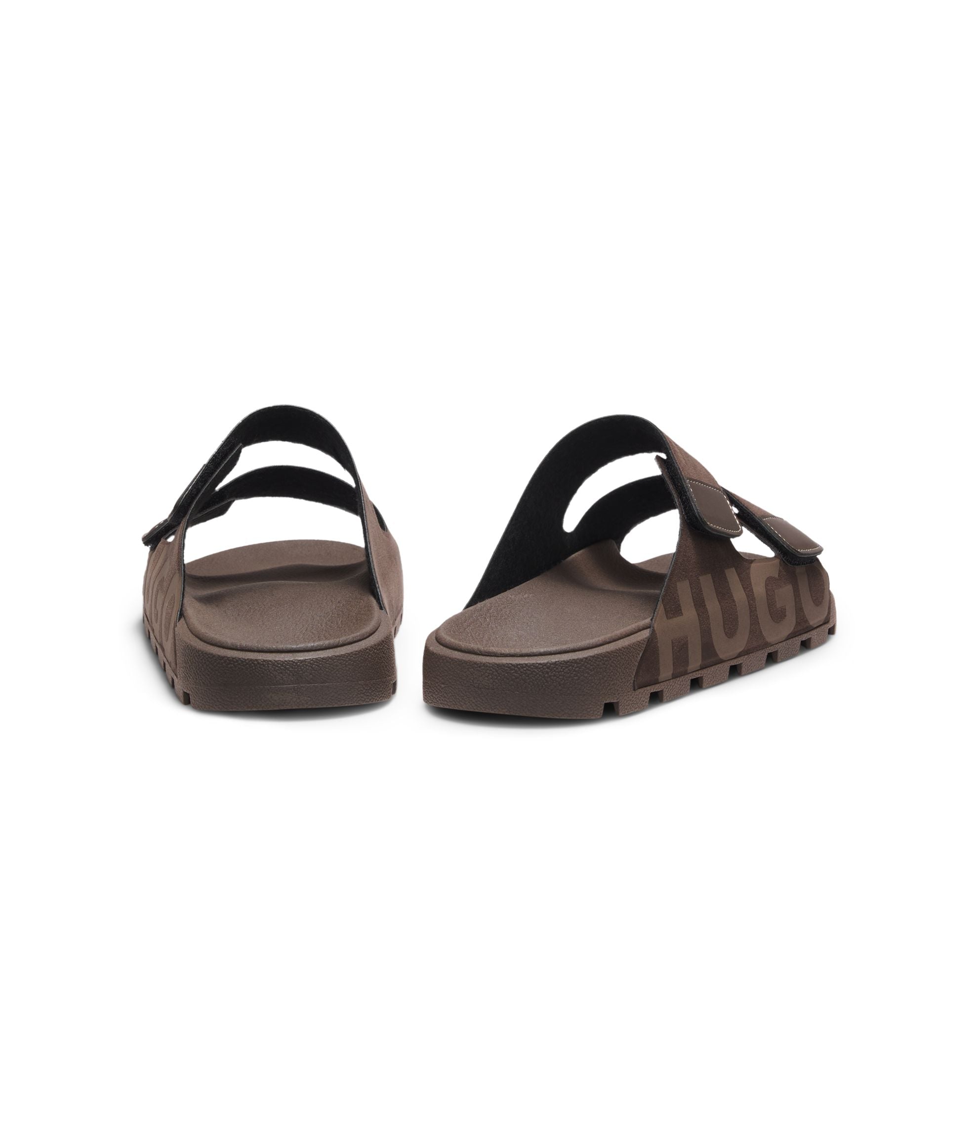 Hugo Faux Suede Slides With Logo Detailing Light Brown Light Brown