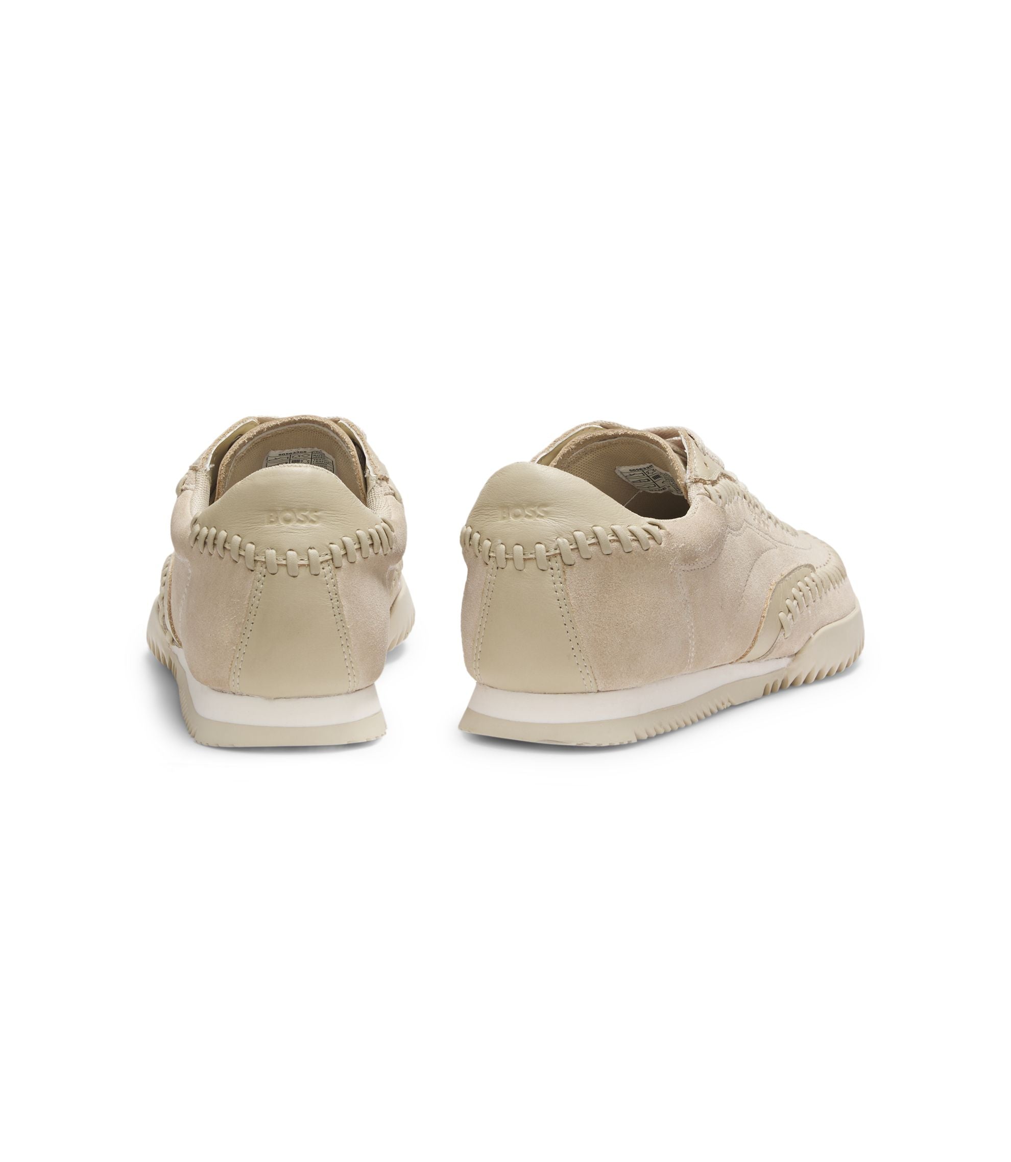 Boss Suede Leather Trainers With Whipstitching Light Beige Womens Light Beige