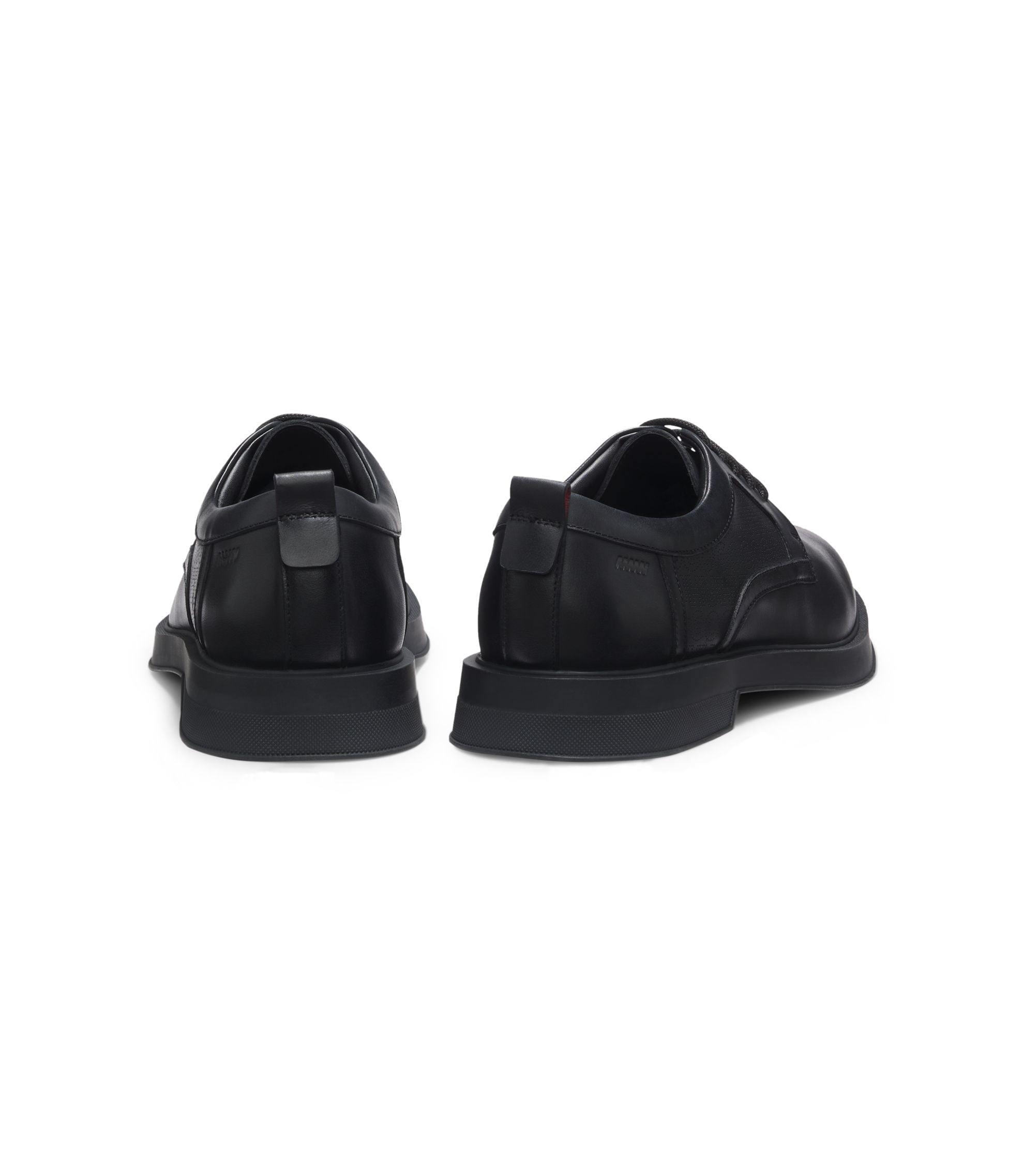 Hugo Derby Shoes In Leather With Perforated Monograms Black Black