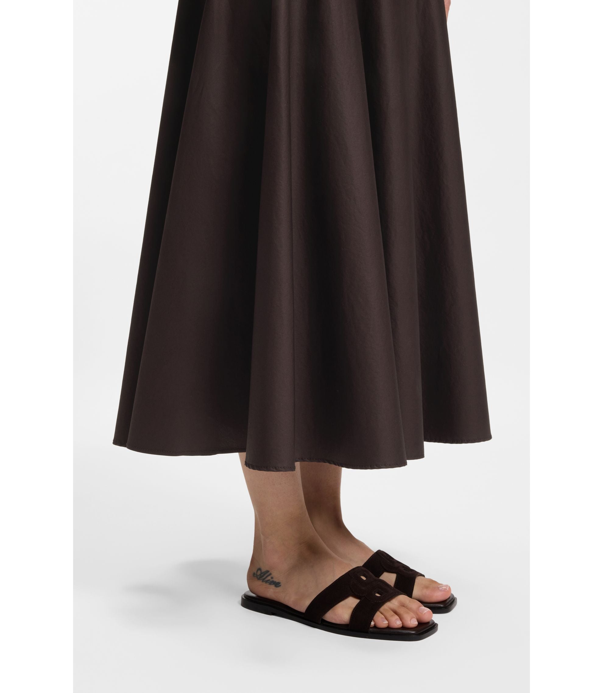 Boss Suede Slides With Stitched Double B Monogram Dark Brown Womens Dark Brown