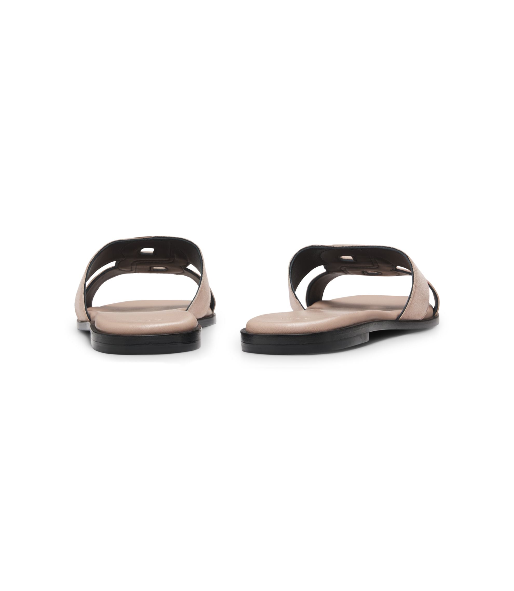 Boss Suede Slides With Stitched Double B Monogram Pink Womens Pink