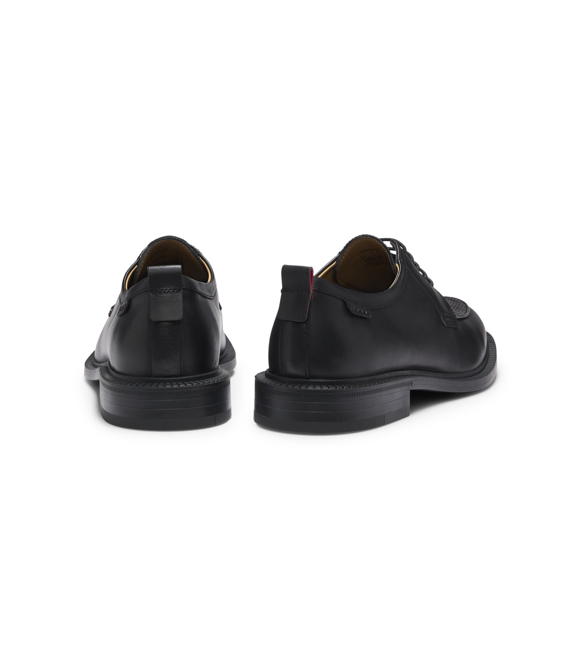 Hugo Derby Shoes In Leather With Straw Print Vamp Black Black