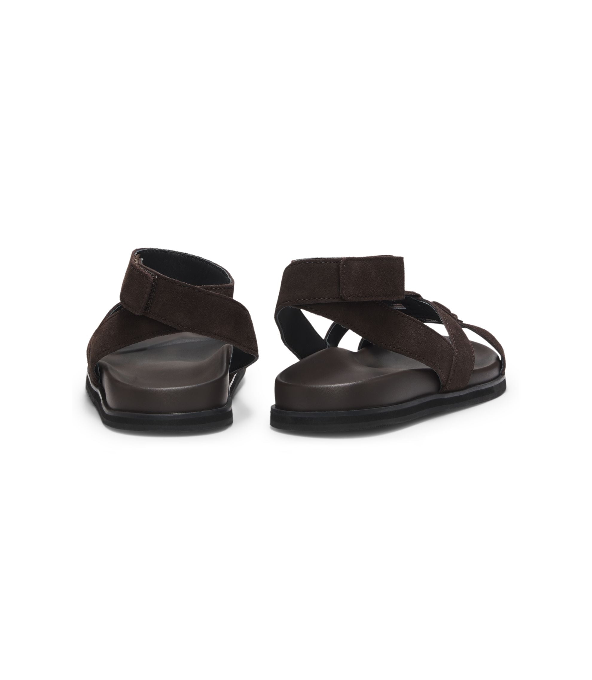 Boss Suede Sandals With Double B Monogram Dark Brown Womens Dark Brown
