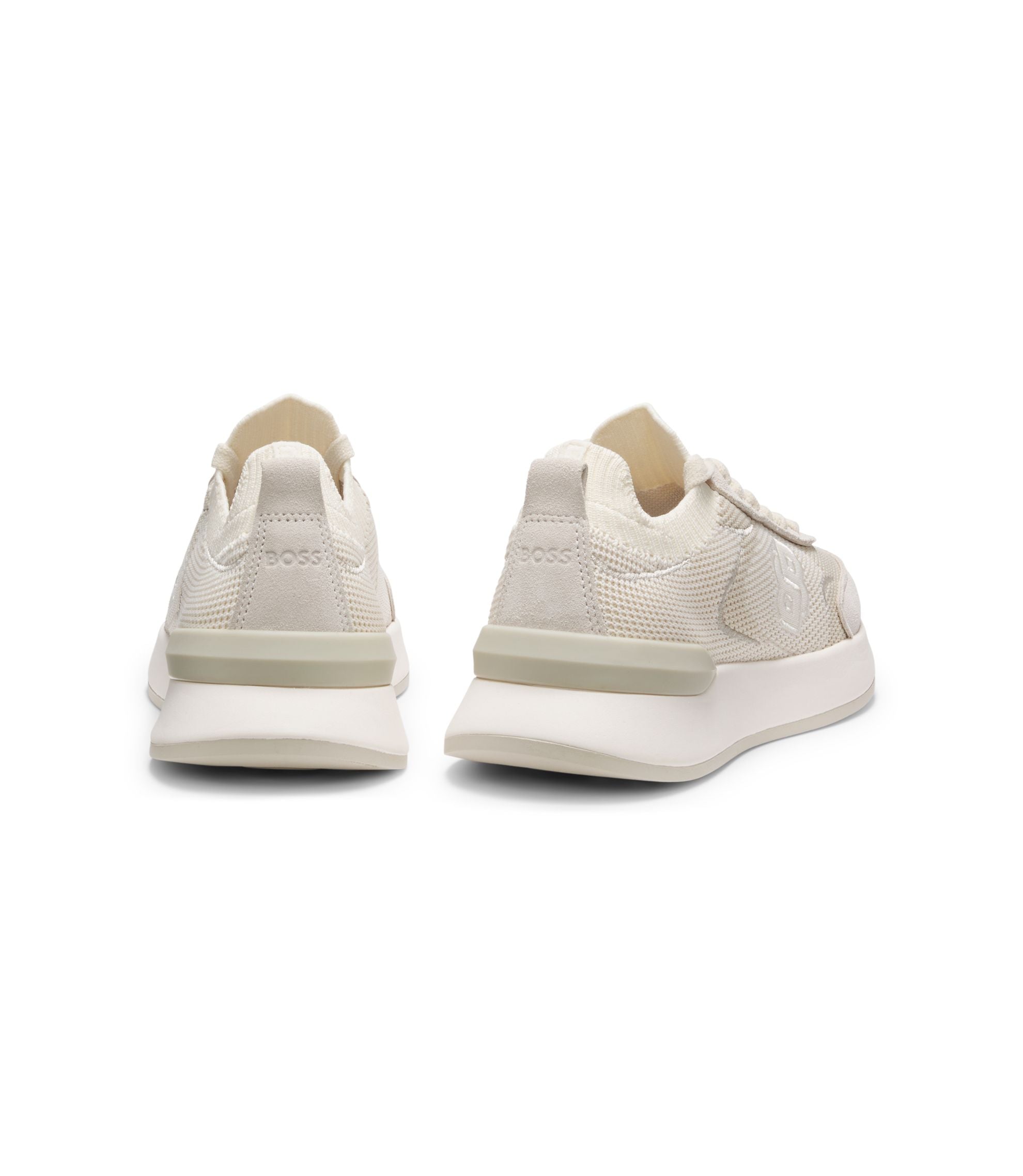 Boss Sock Trainers With Double B Monogram White Womens White