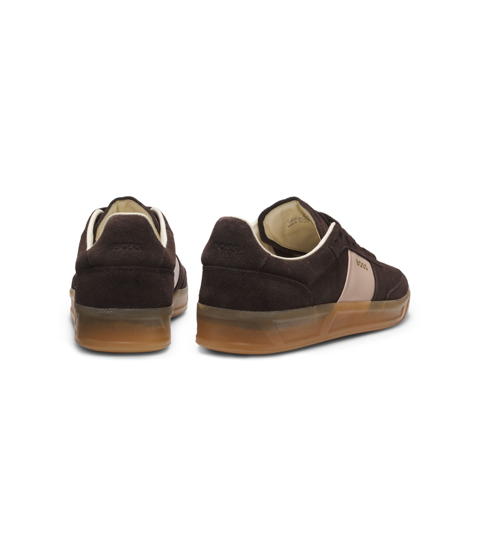 Boss Suede Trainers With Smooth Leather Trims Dark Brown Womens Dark Brown