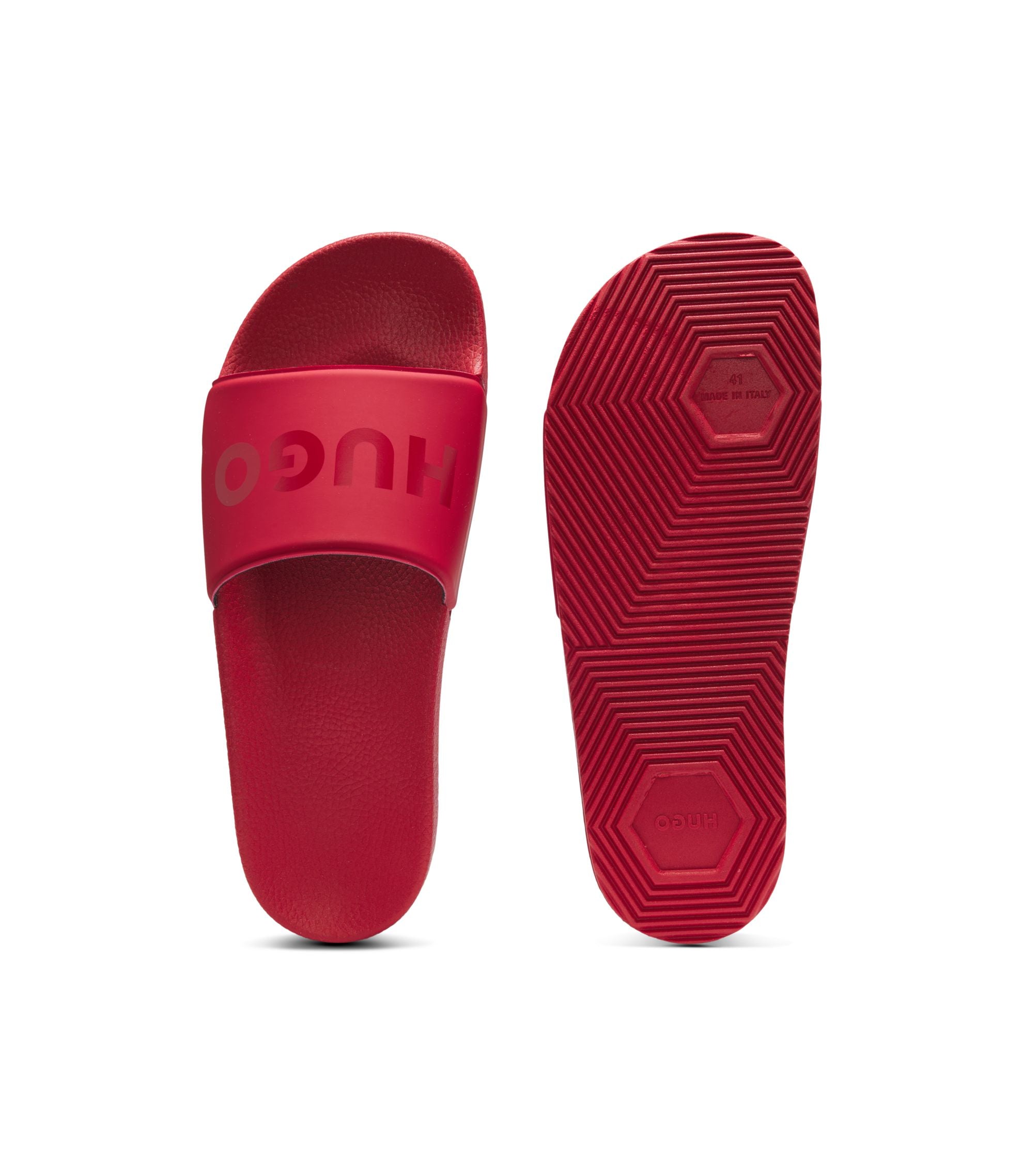 Hugo Italian Made Slides With Tonal Logo Red Red