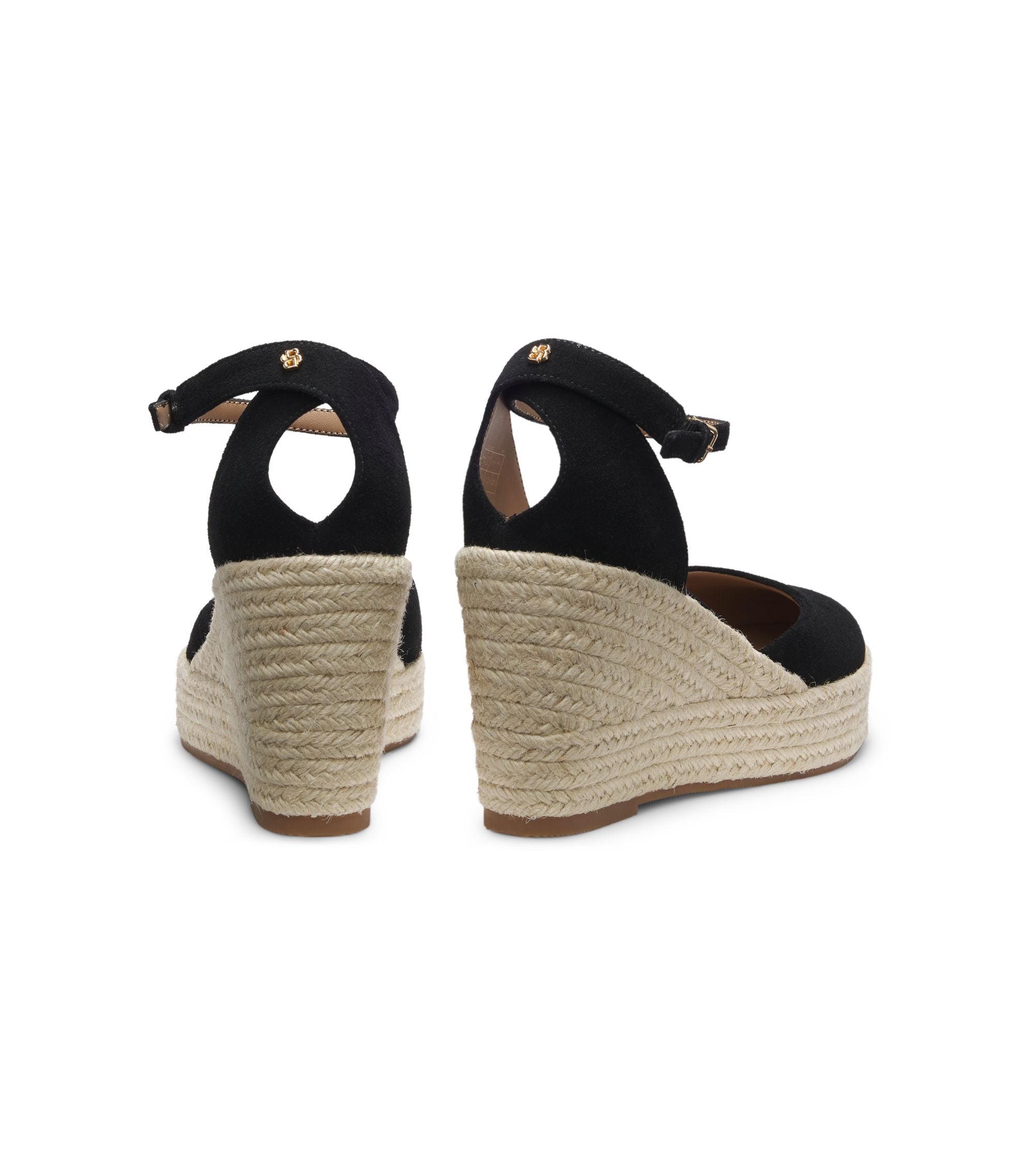Boss Suede Espadrilles With Wedge Sole Black Womens Black