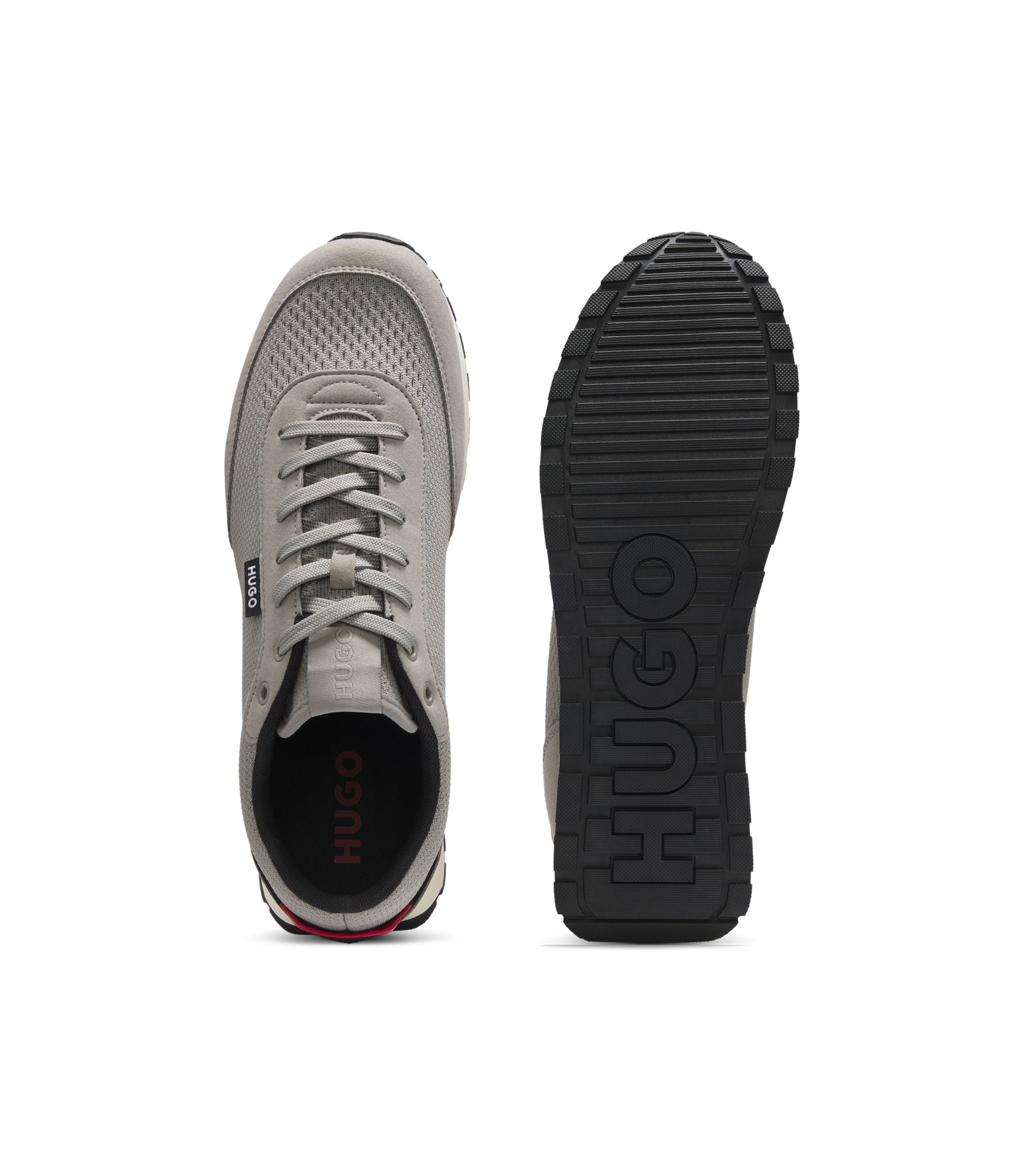 Hugo Knitted Upper Sneakers With Logo Flag Light Grey Light Grey