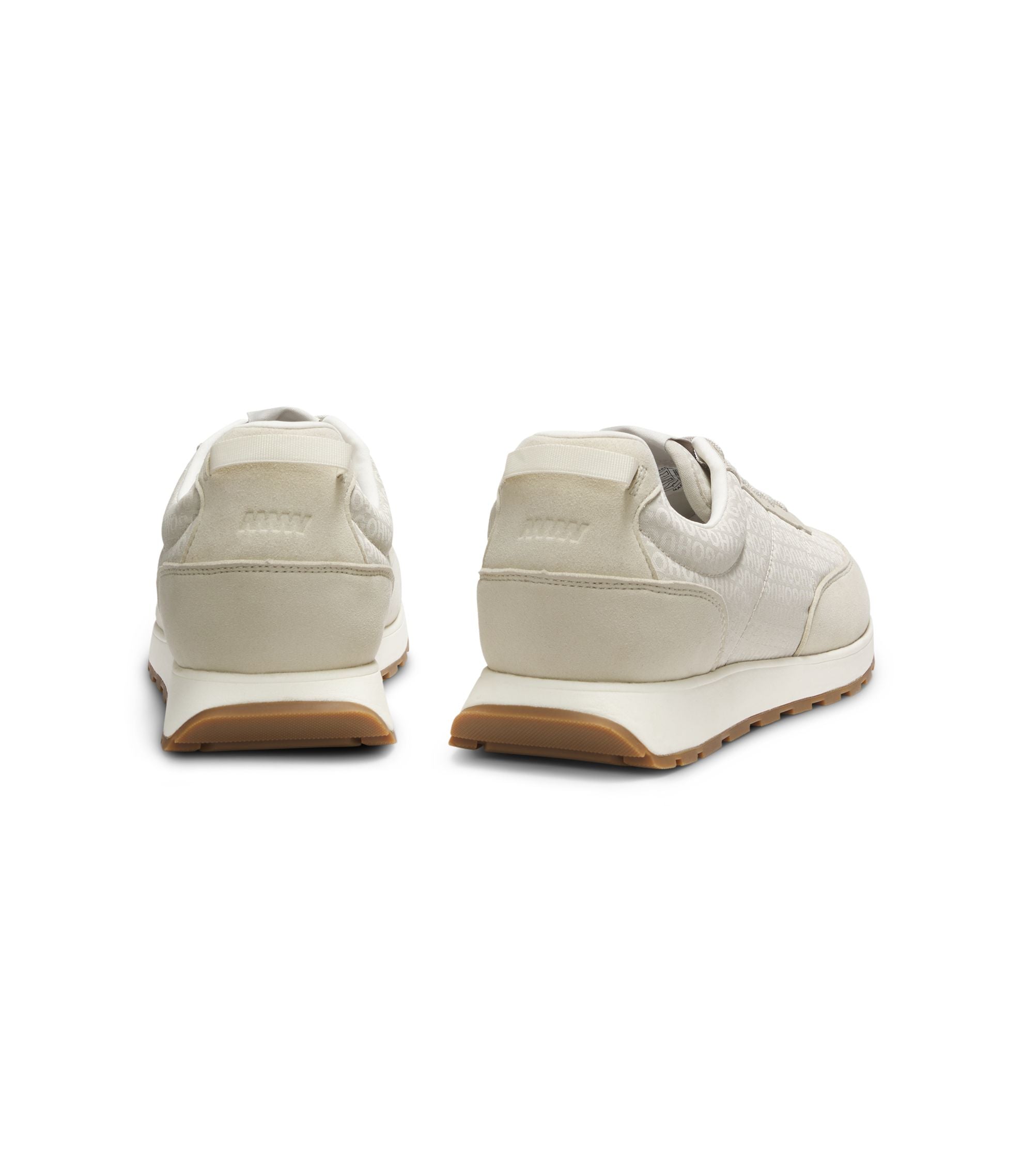 Hugo Running Inspired Trainers With Monogram Jacquard Uppers Light Beige Light Beige
