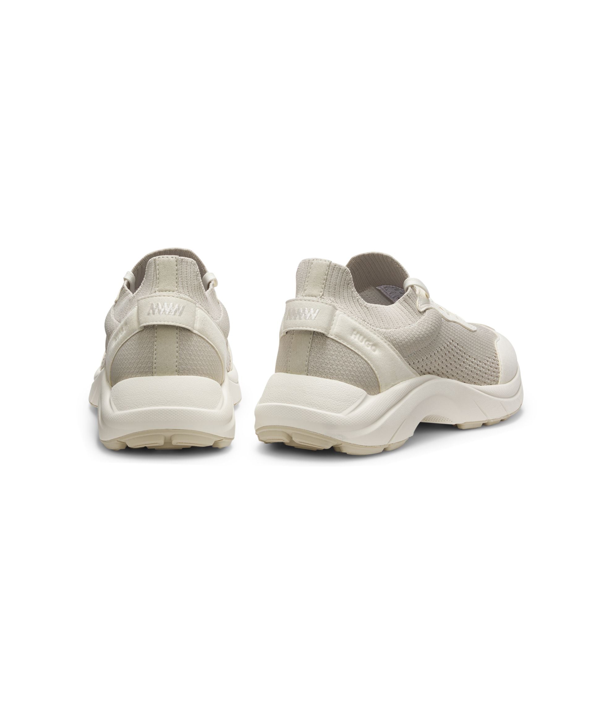 Hugo Knitted Upper Trainers With Embossed Logo Light Beige Light Beige