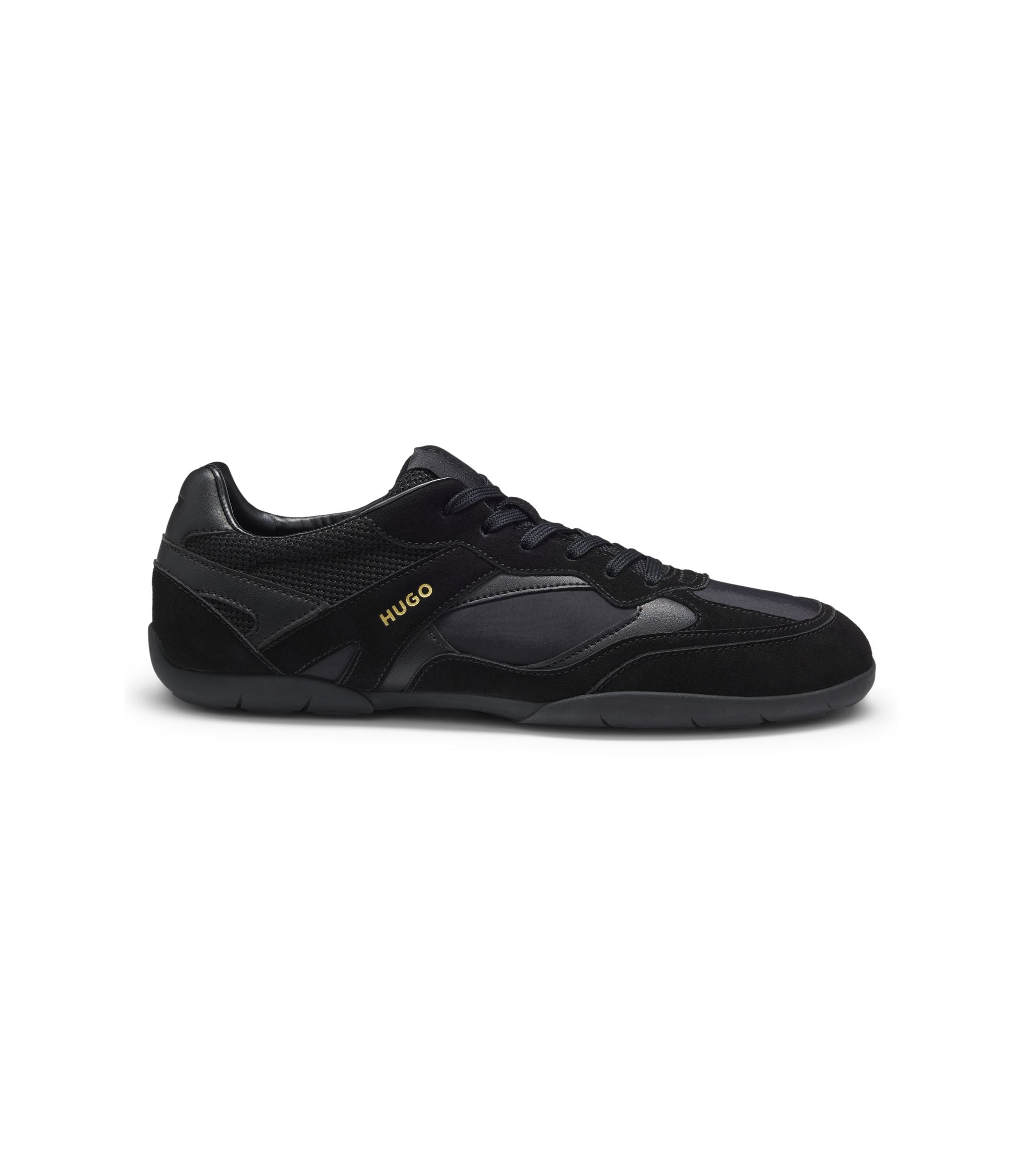 Hugo Mixed Material Trainers With Open Mesh Black Black