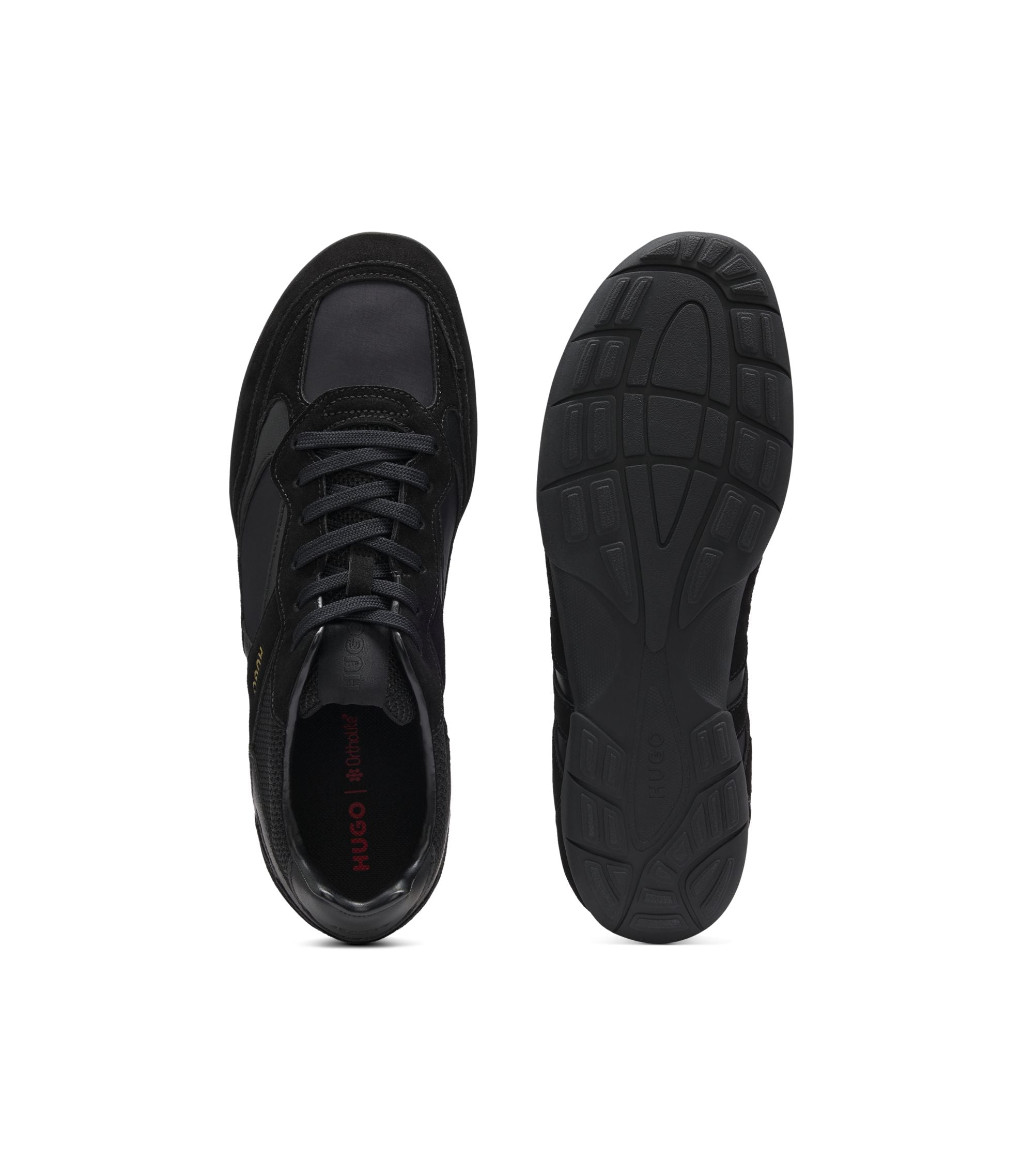 Hugo Mixed Material Trainers With Open Mesh Black Black
