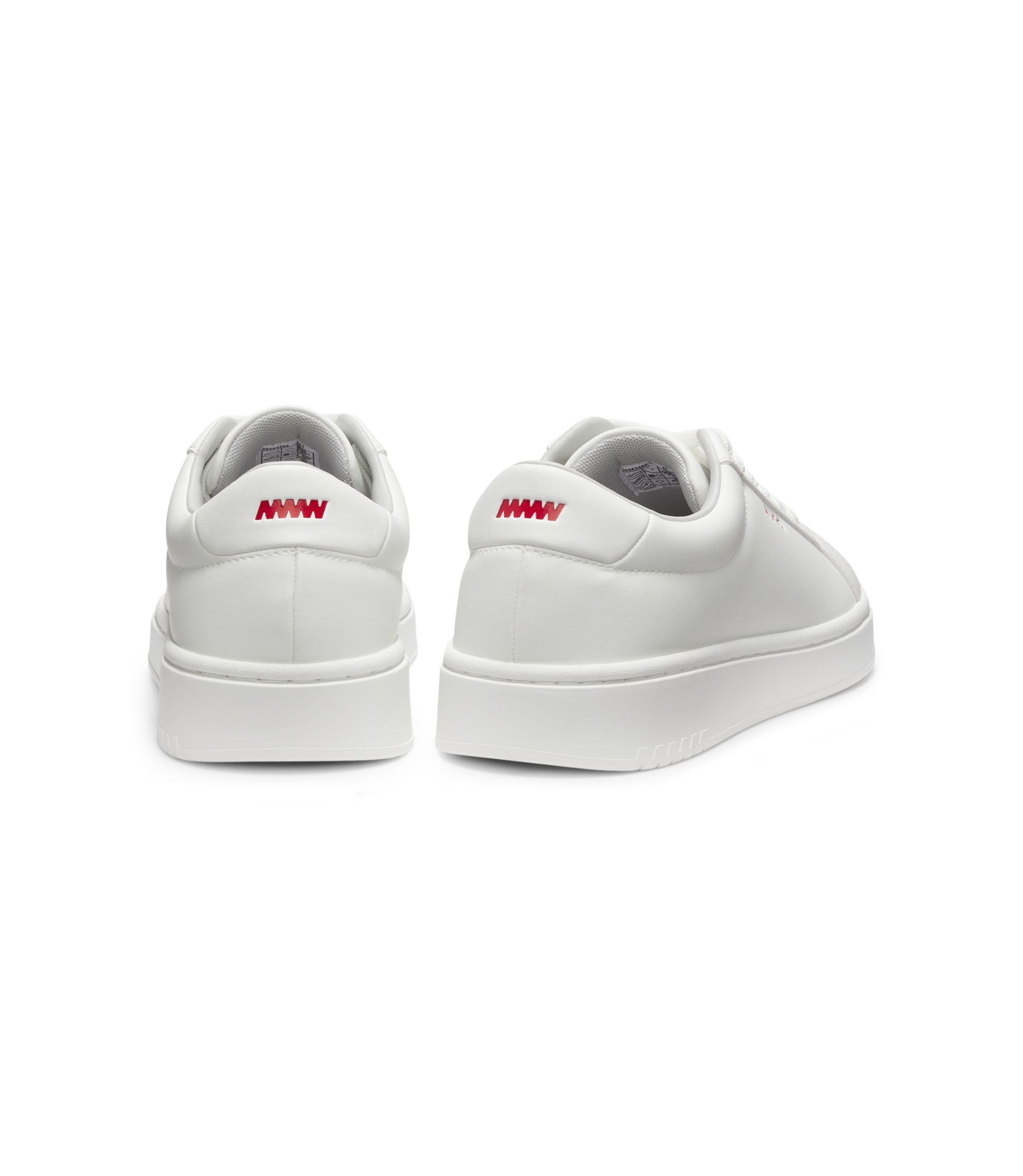 Hugo Contrast Logo Trainers In Faux Leather White White