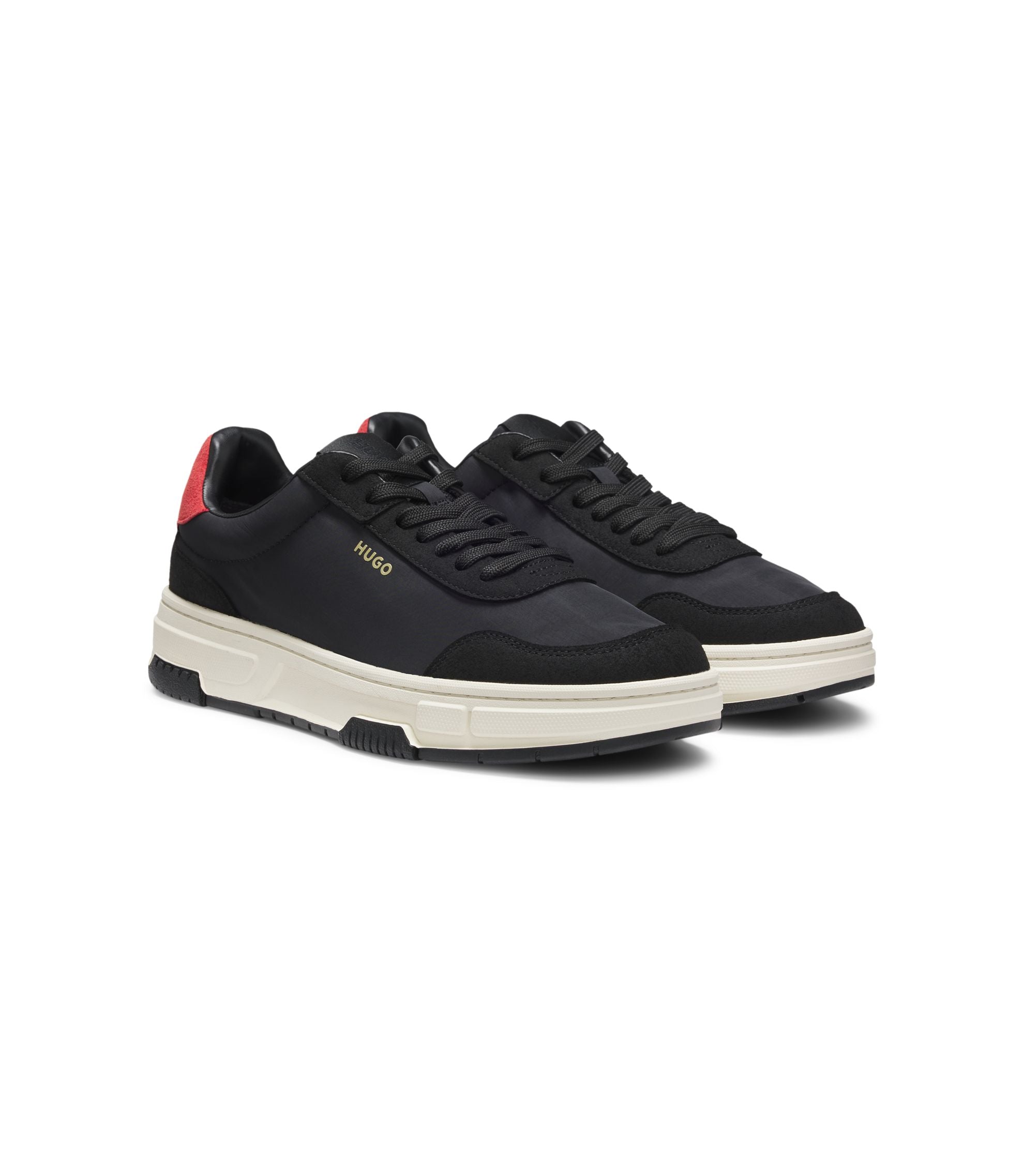 Hugo Color Block Trainers With Logo Detail Black Black