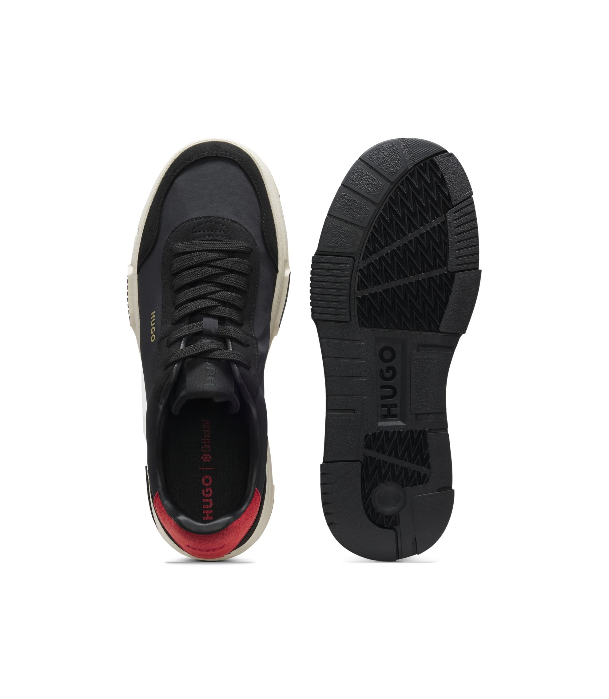 Hugo Color Block Trainers With Logo Detail Black Black