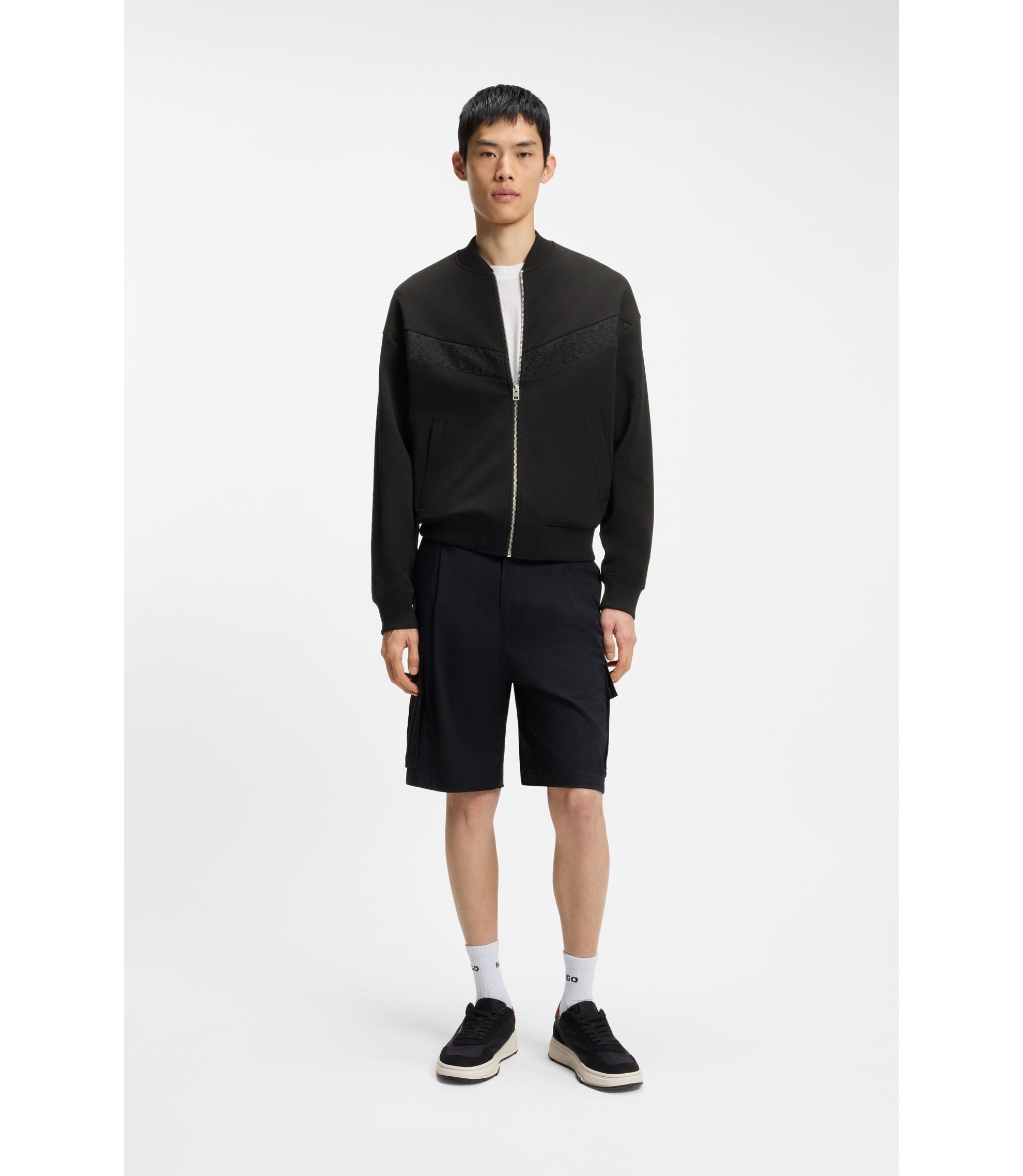 Hugo Color Block Trainers With Logo Detail Black Black
