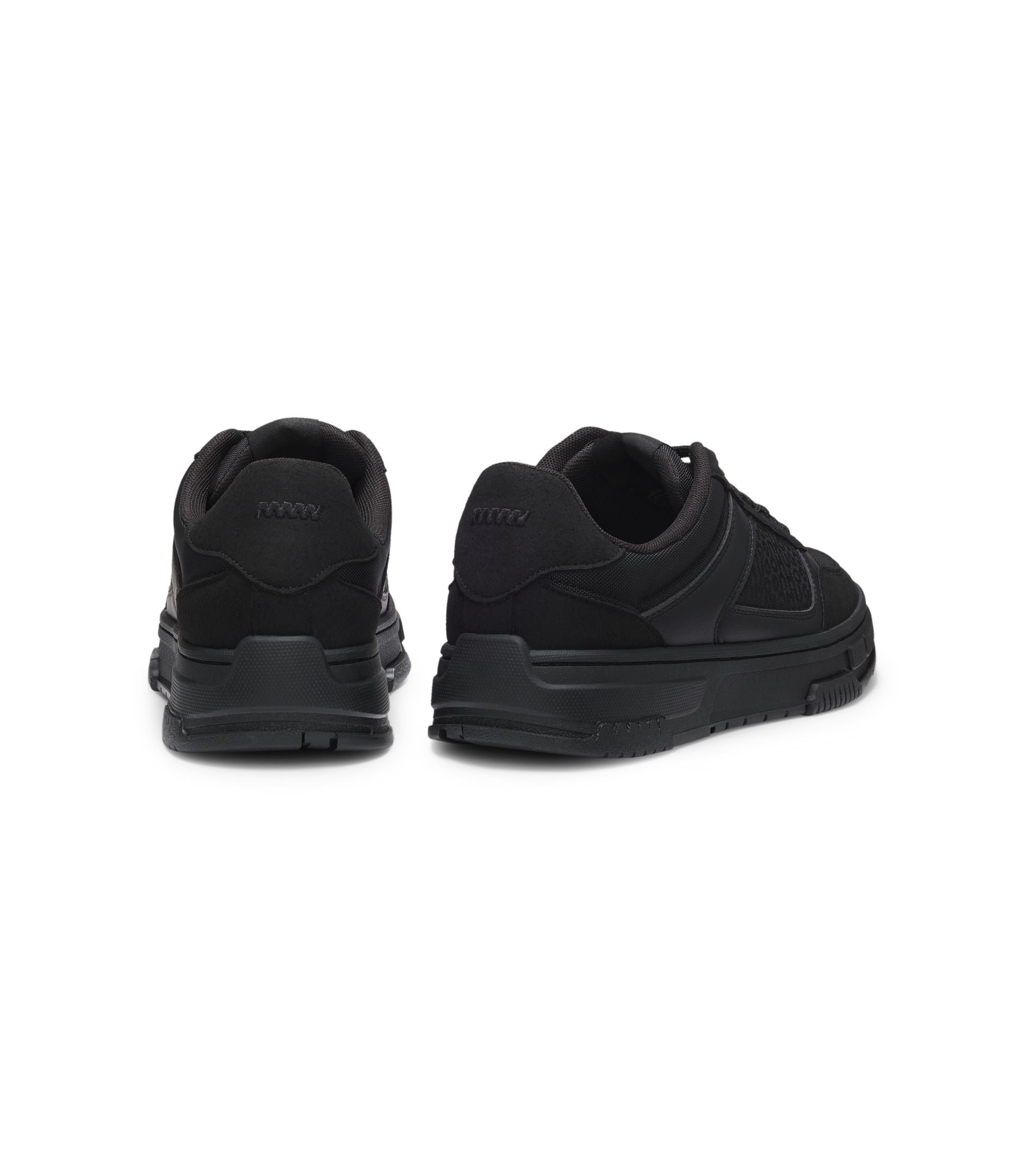 Hugo Lace Up Trainers With Monogram Detailing Black Black