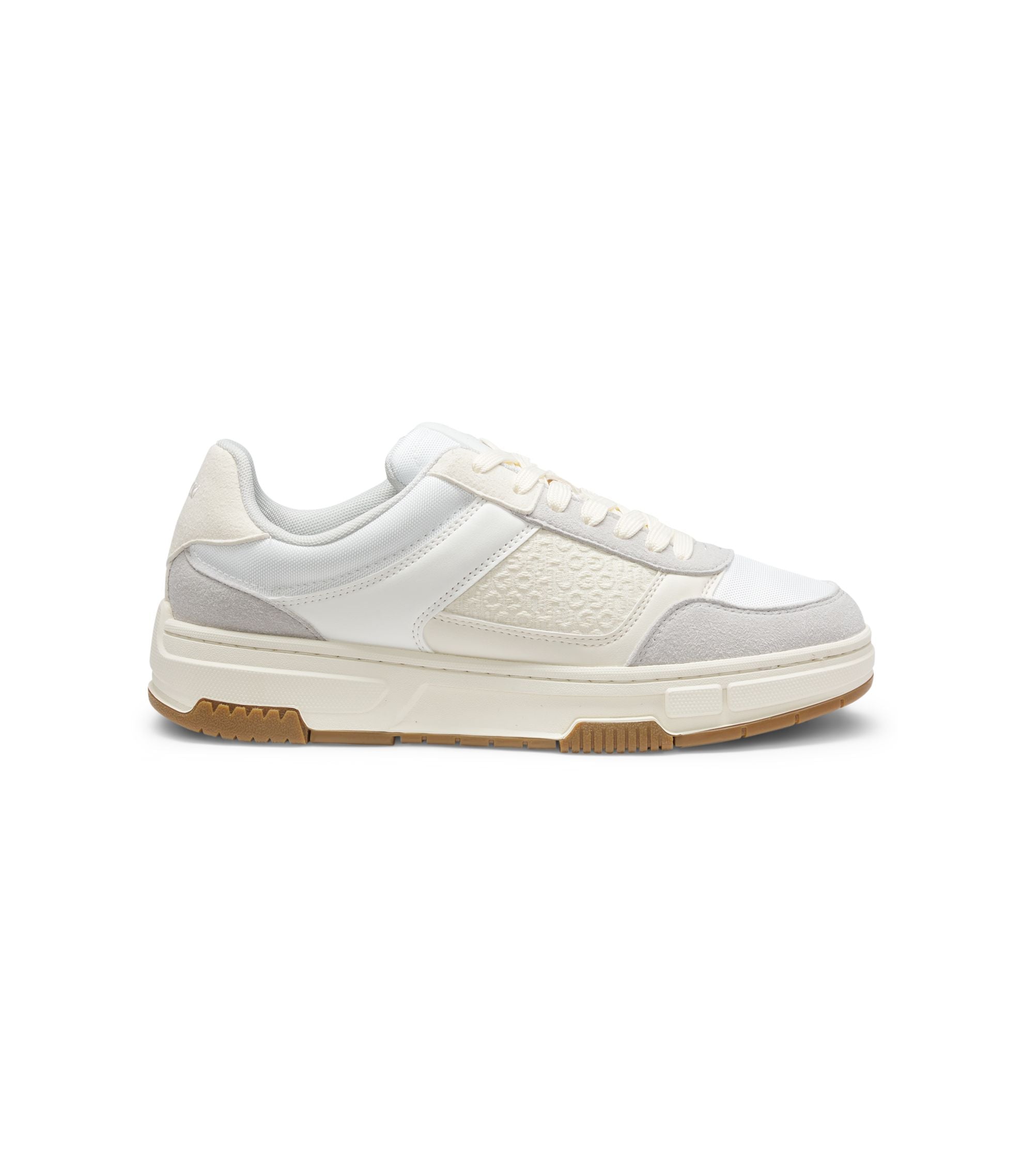 Hugo Lace Up Trainers With Monogram Detailing White White